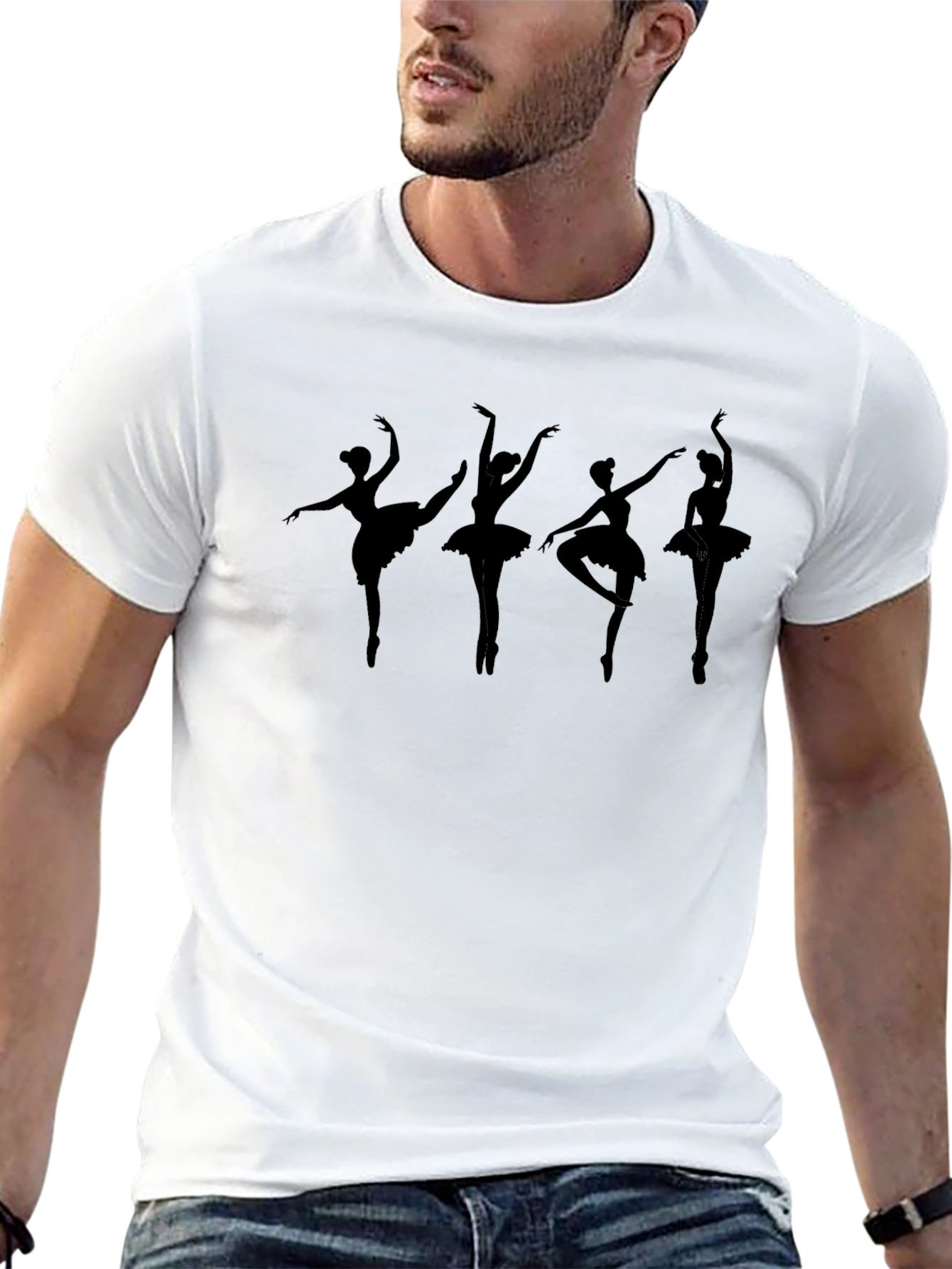Black Ballerina Silhouette Black T-Shirt view 13