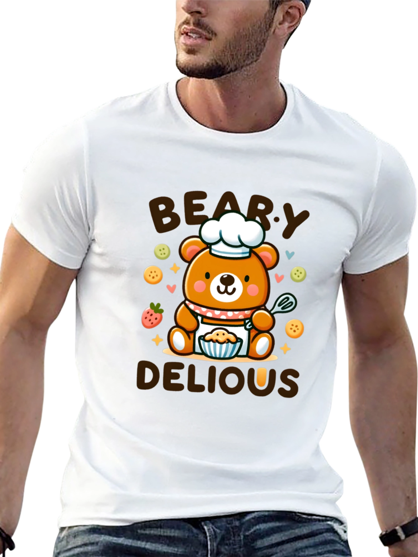 Black Beary Delious T-Shirt - Cute Chef Bear Design view 13