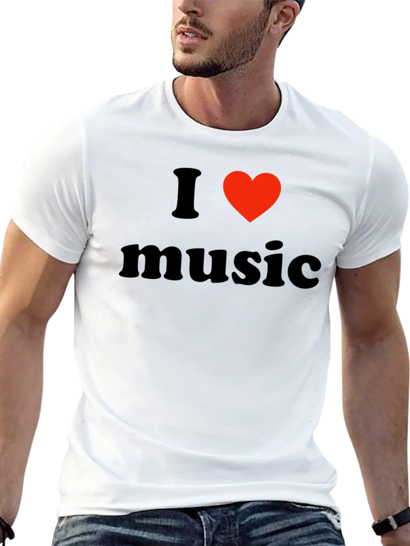 Black I Love Music Black T-Shirt view 13