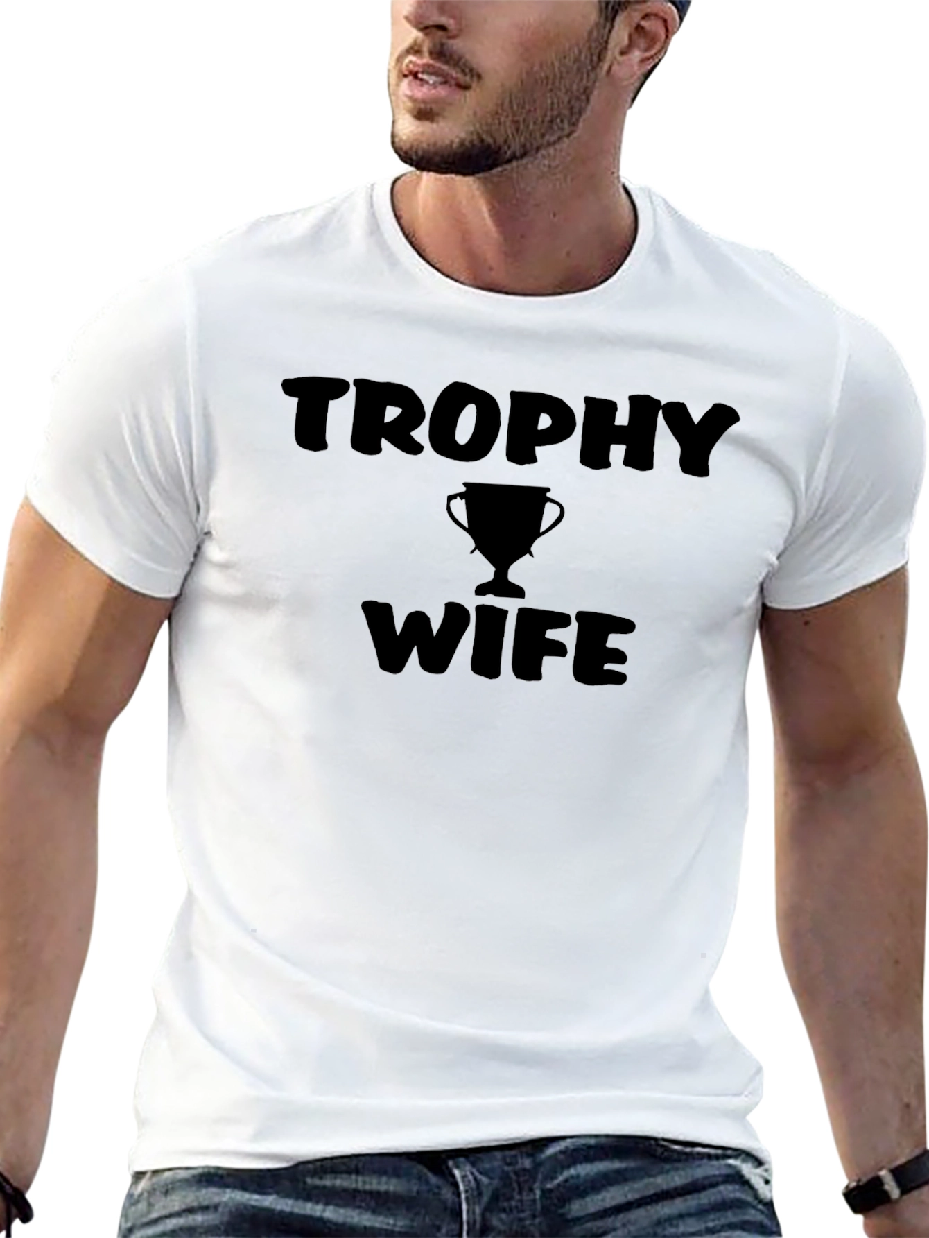 Black Trophy Wife Graphic Tee - Black Cotton T-Shirt view 13
