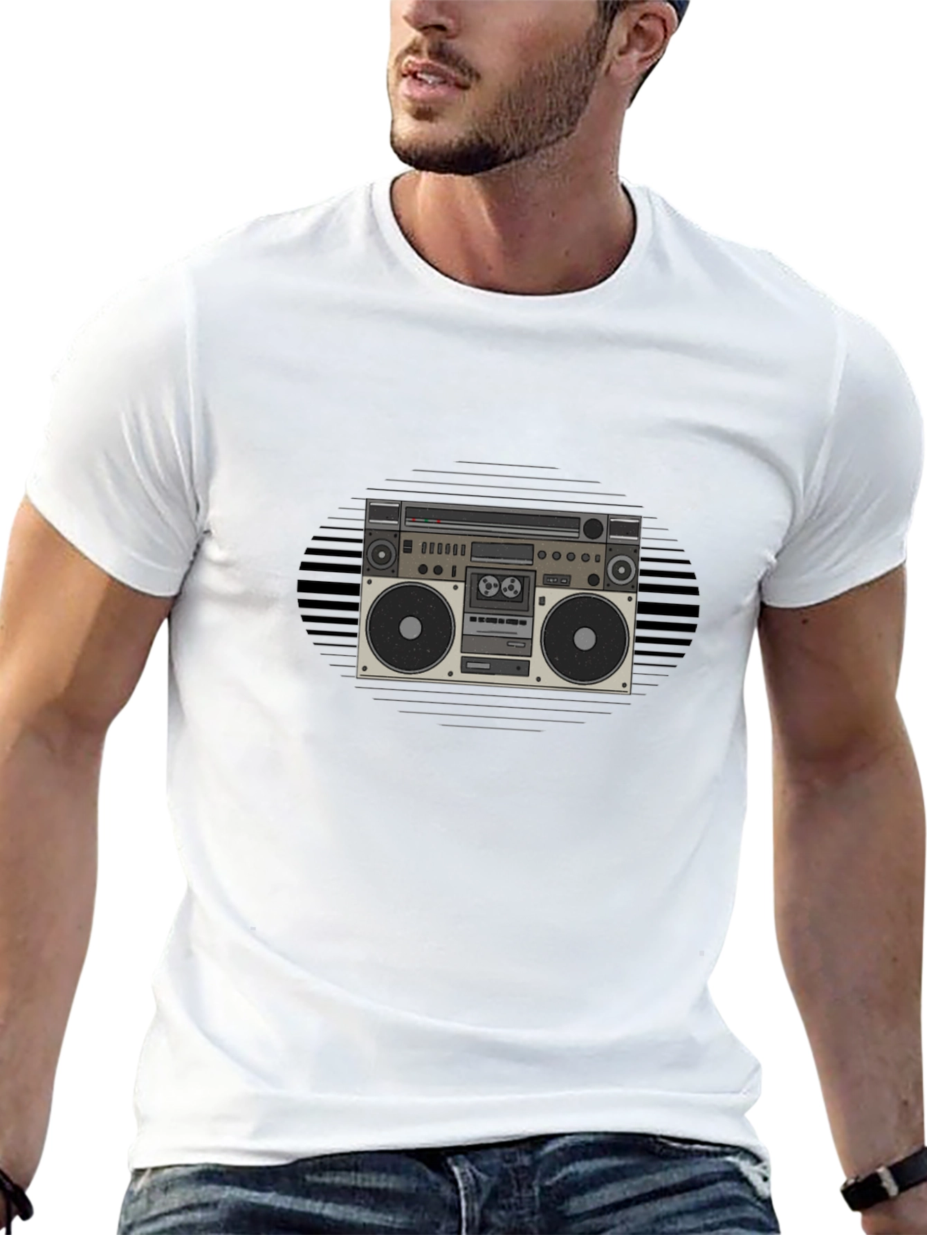 Black Retro Boombox Graphic Tee - Classic Style view 13