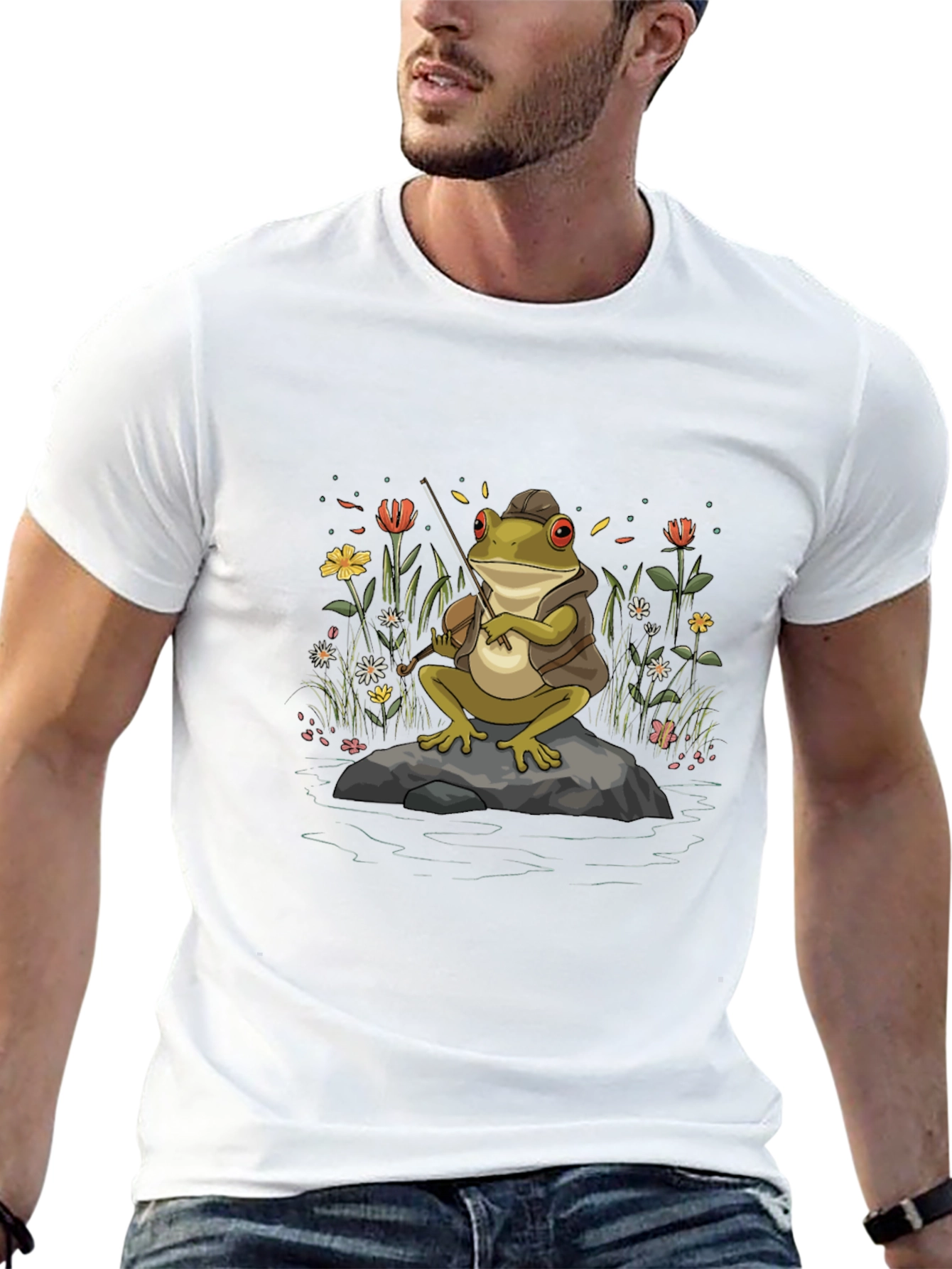 Black Frog Musician T-Shirt - Nature Inspired Tee view 13