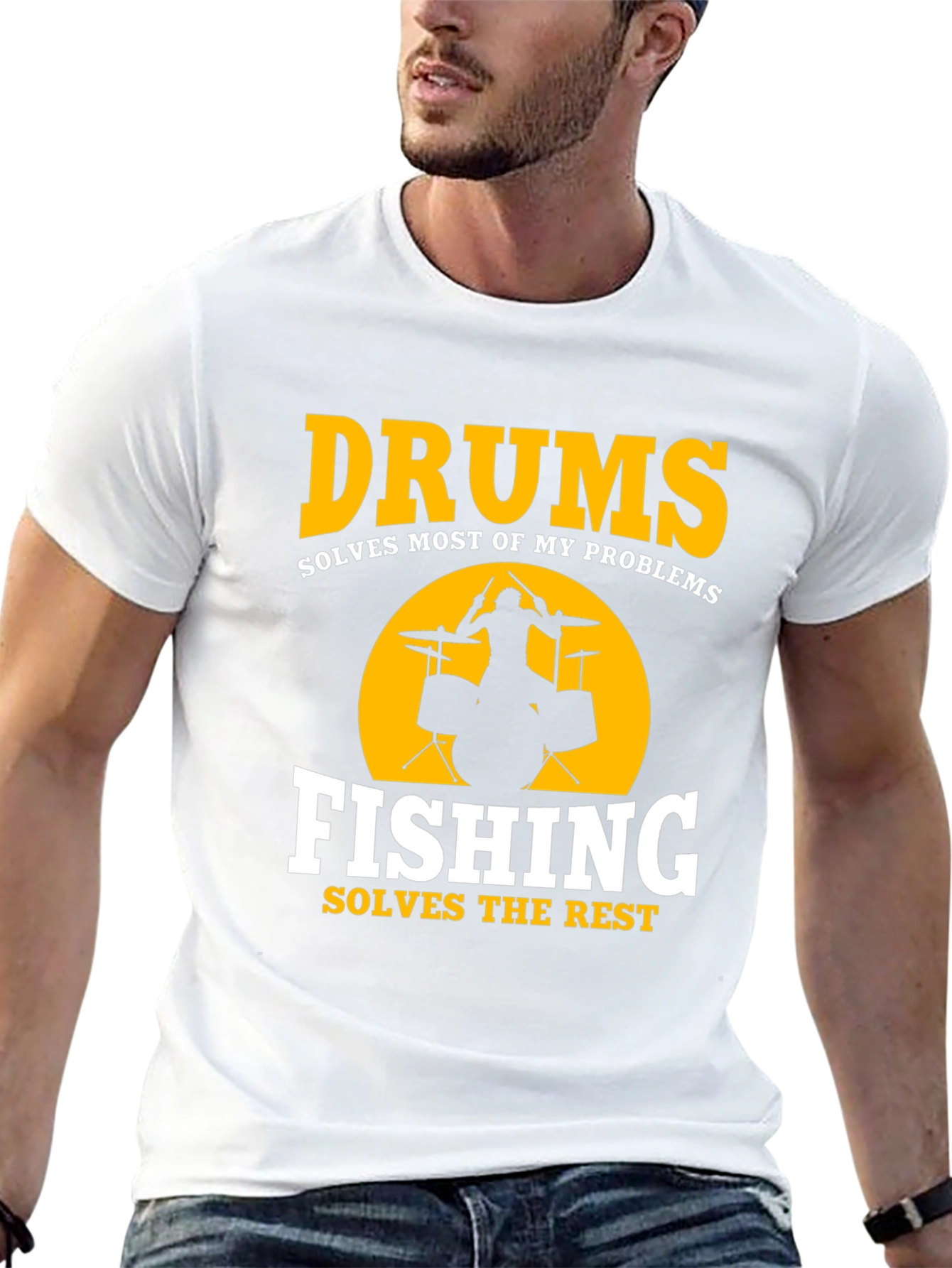 Black Drums & Fishing Solve Problems T-Shirt view 13