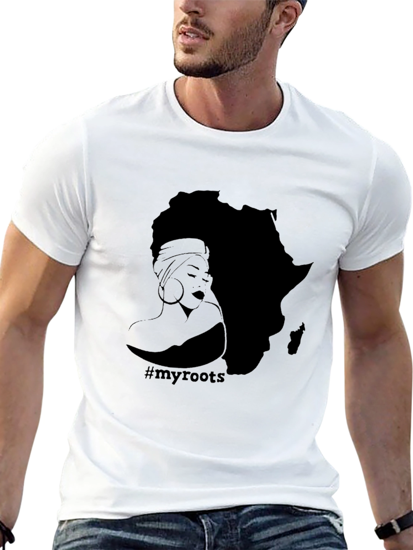 Black Afro Roots Graphic T-Shirt - Black view 13