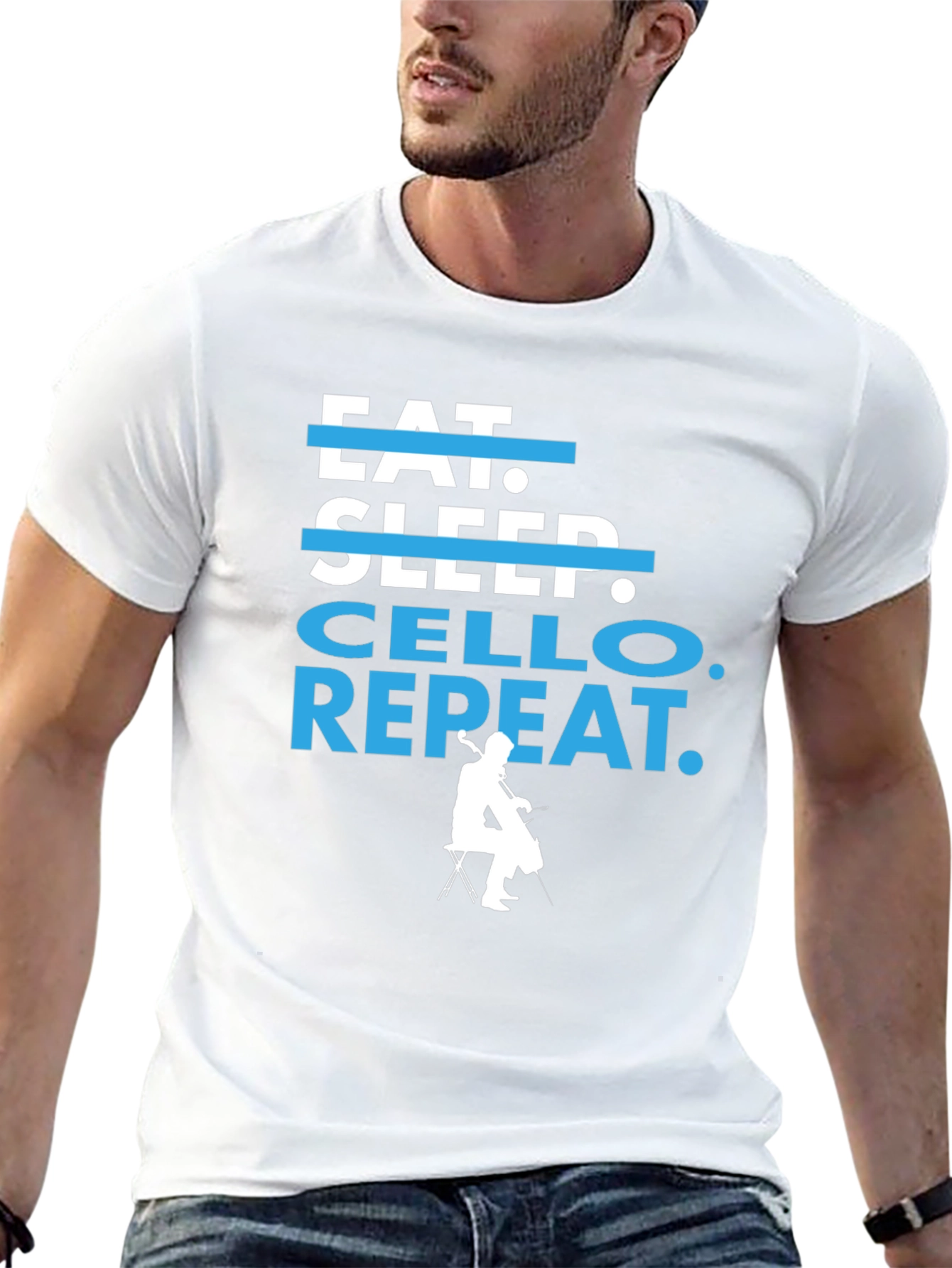 Black Eat Sleep Cello Repeat T-Shirt - Musician's Tee view 13