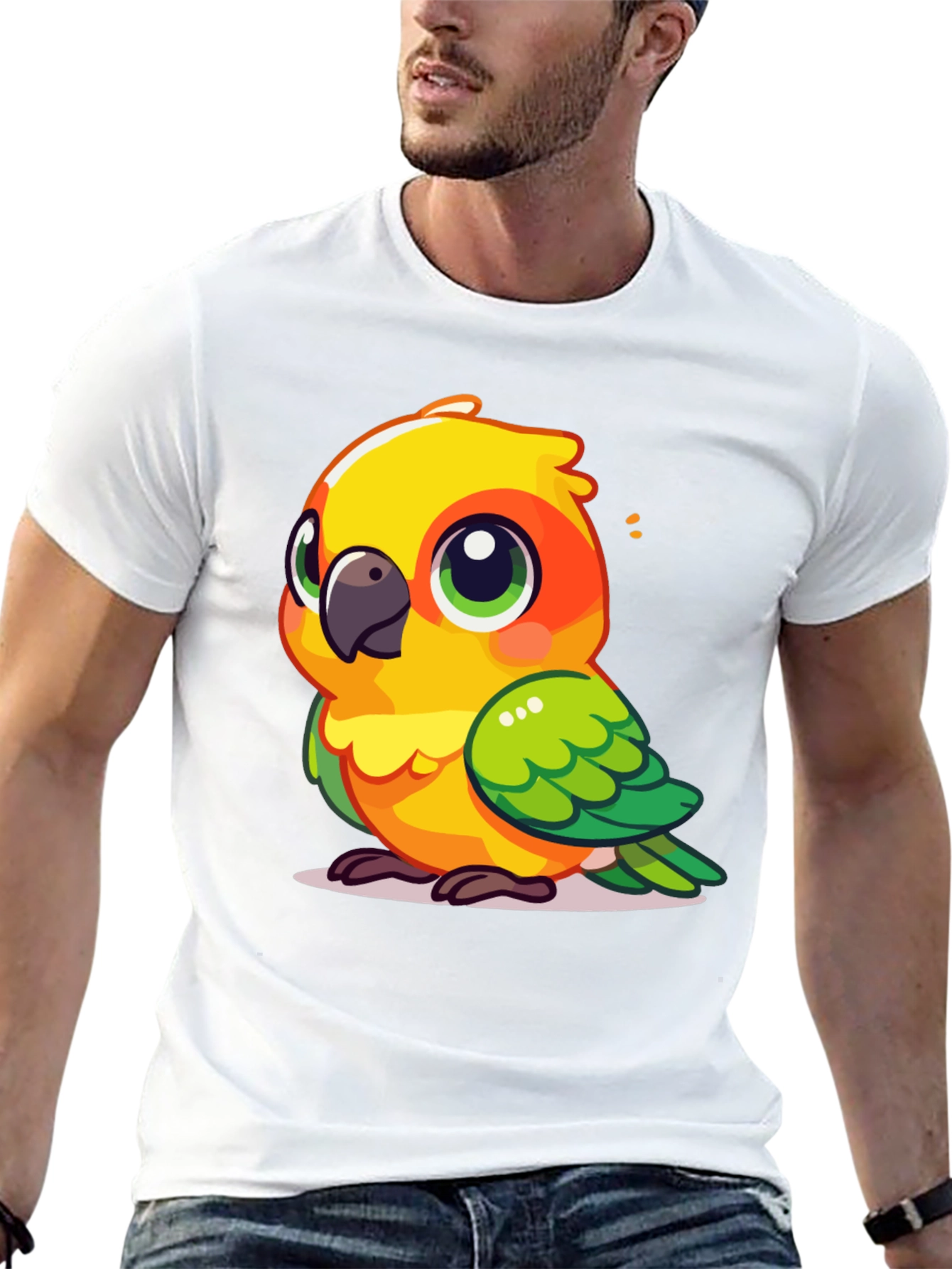 Black Cute Parrot Graphic Tee - Fun Bird Lover's T-Shirt view 13