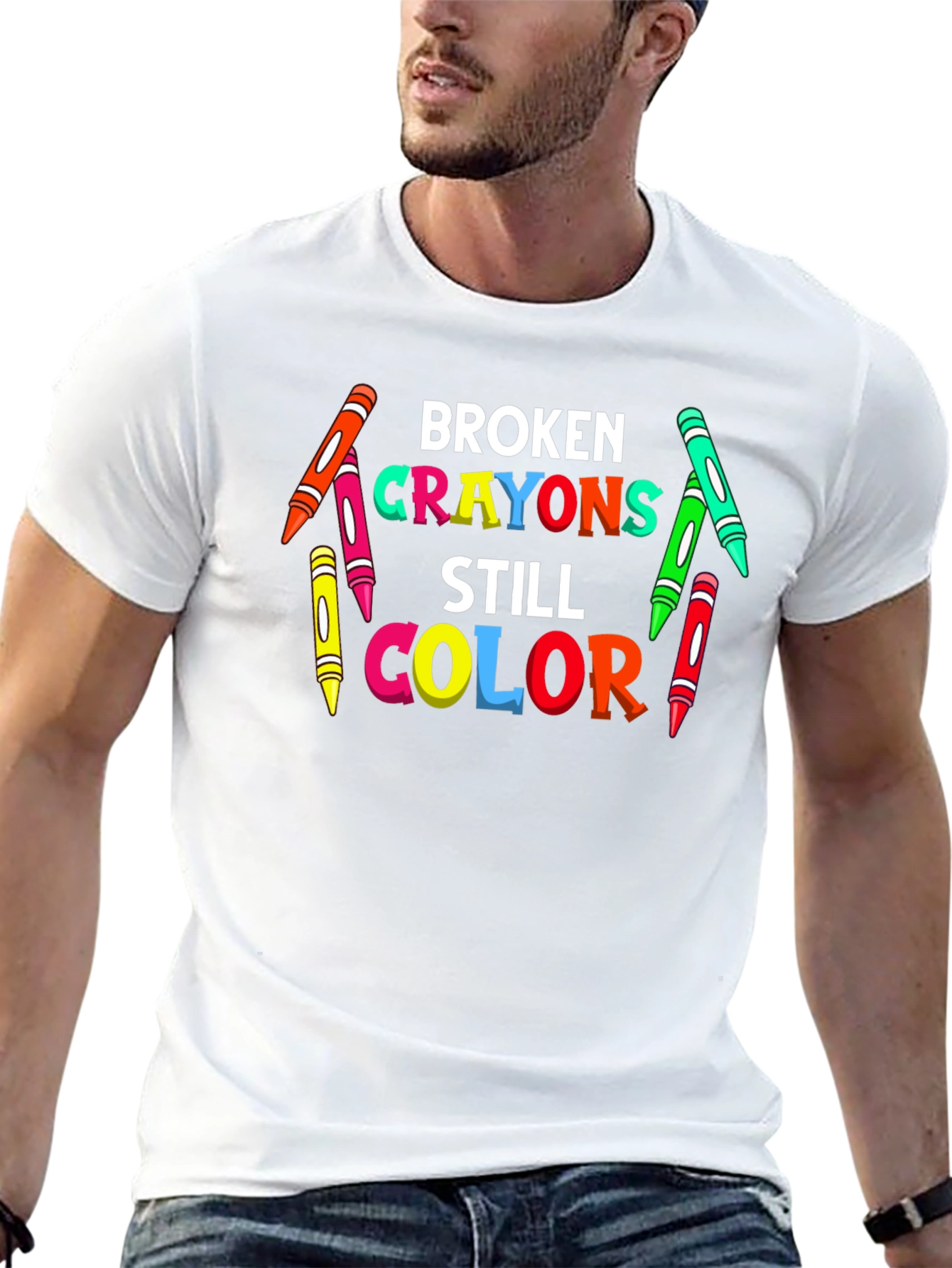 Black Broken Crayons Still Color T-Shirt view 13