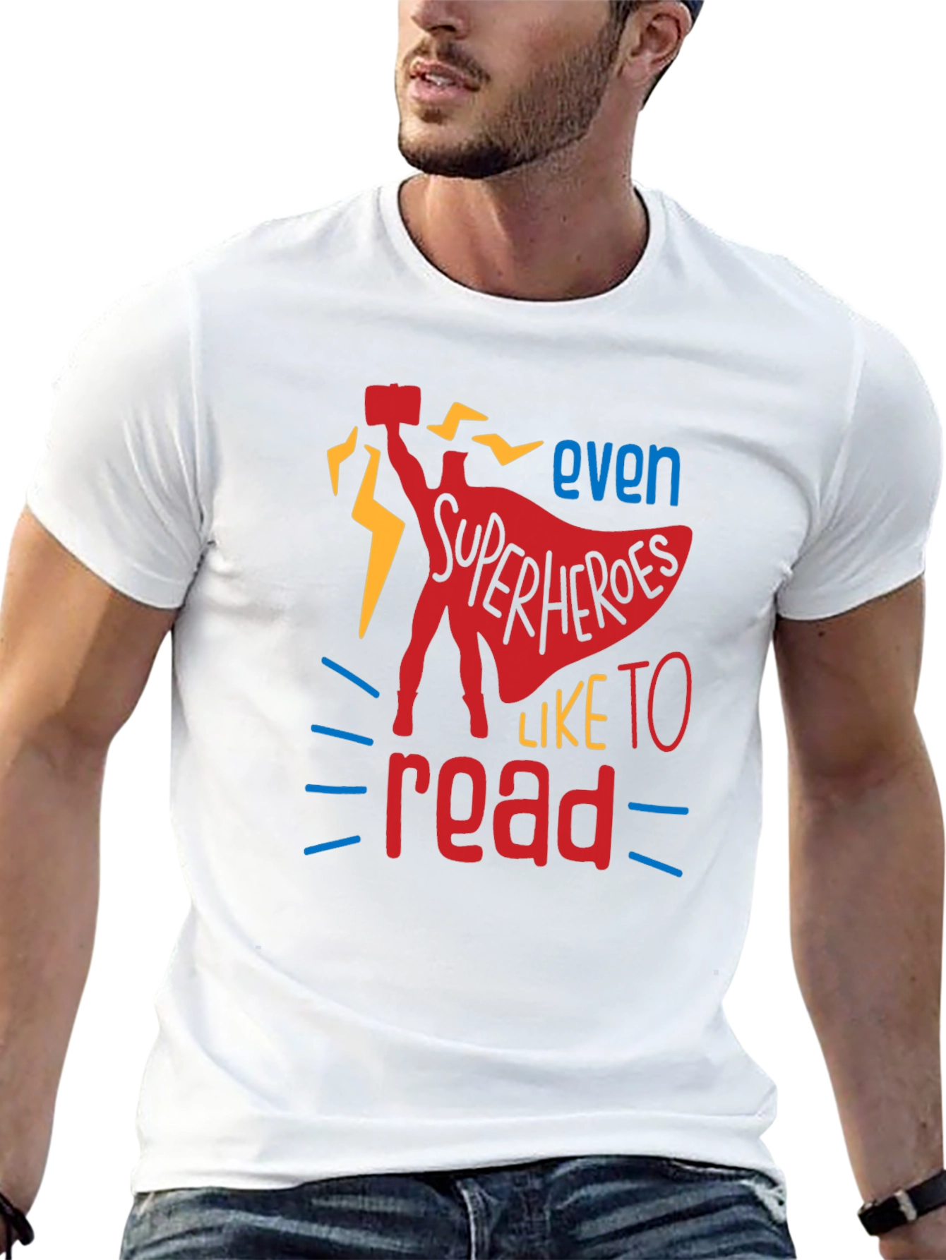 Black Superhero Reader T-Shirt - Black Graphic Tee view 13