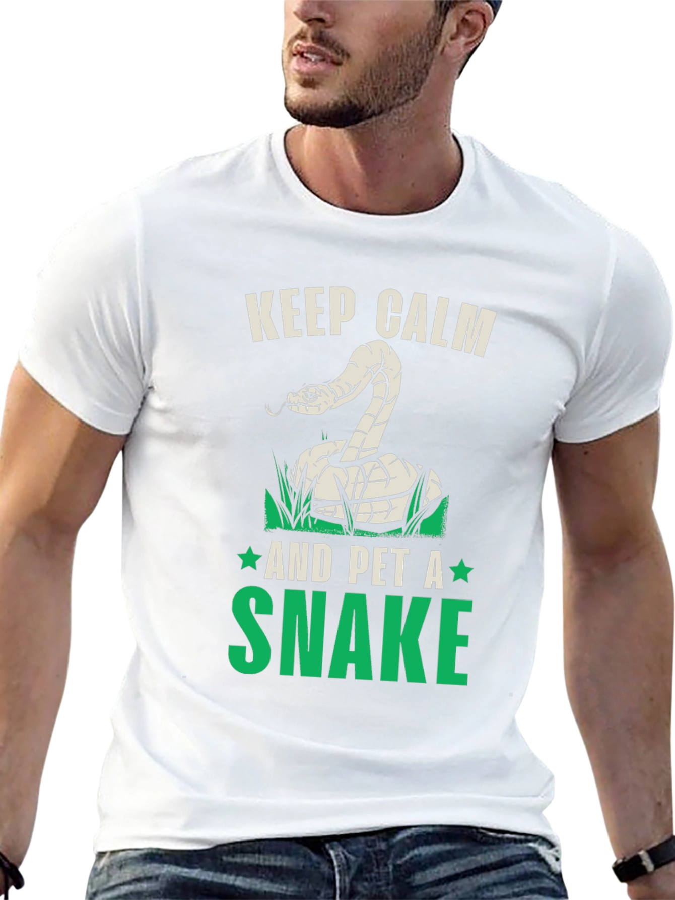 Black Keep Calm and Pet A Snake Graphic T-Shirt view 13