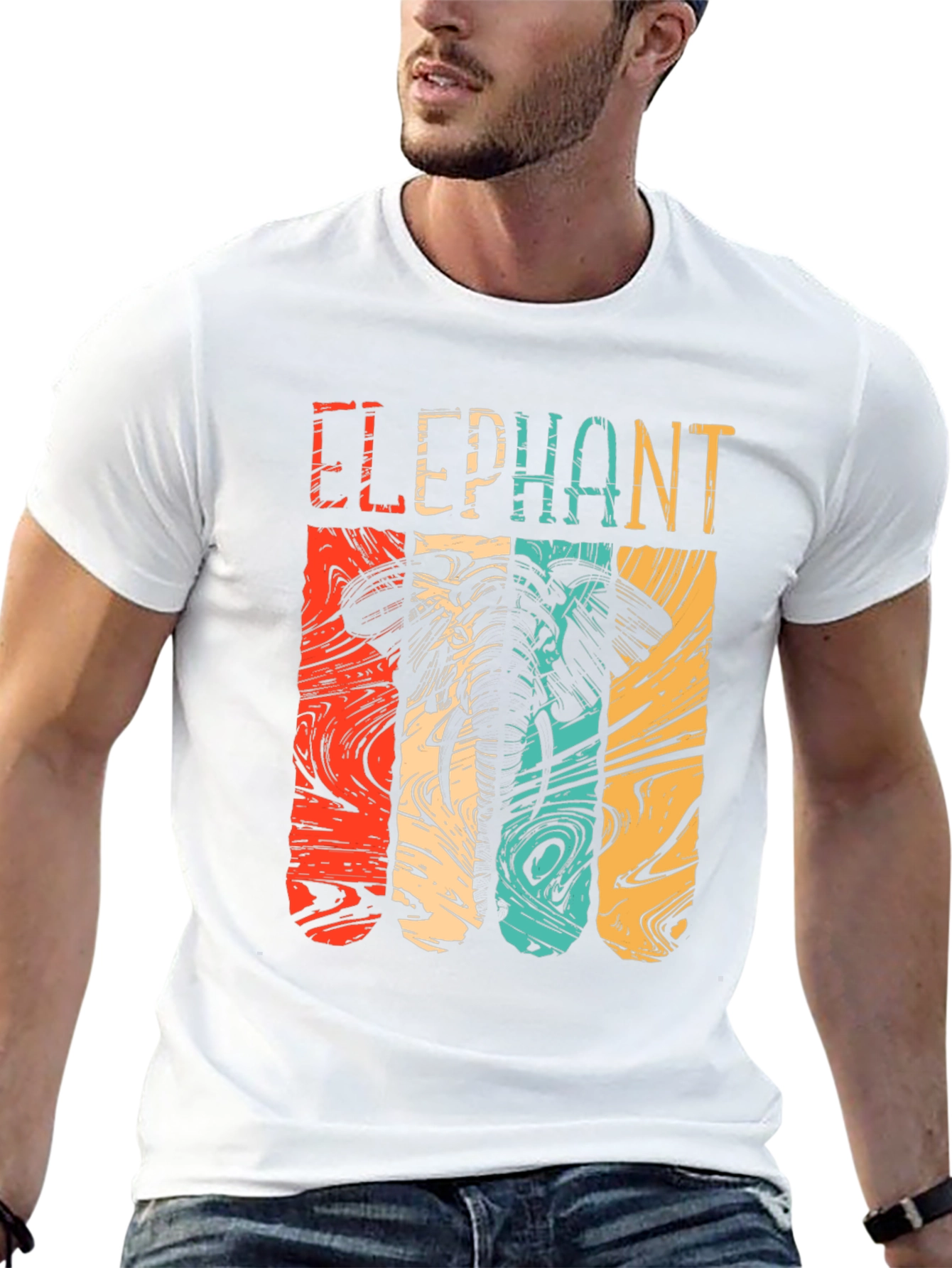 Black Retro Elephant Graphic Tee - Stylish Animal Lover Shirt view 13