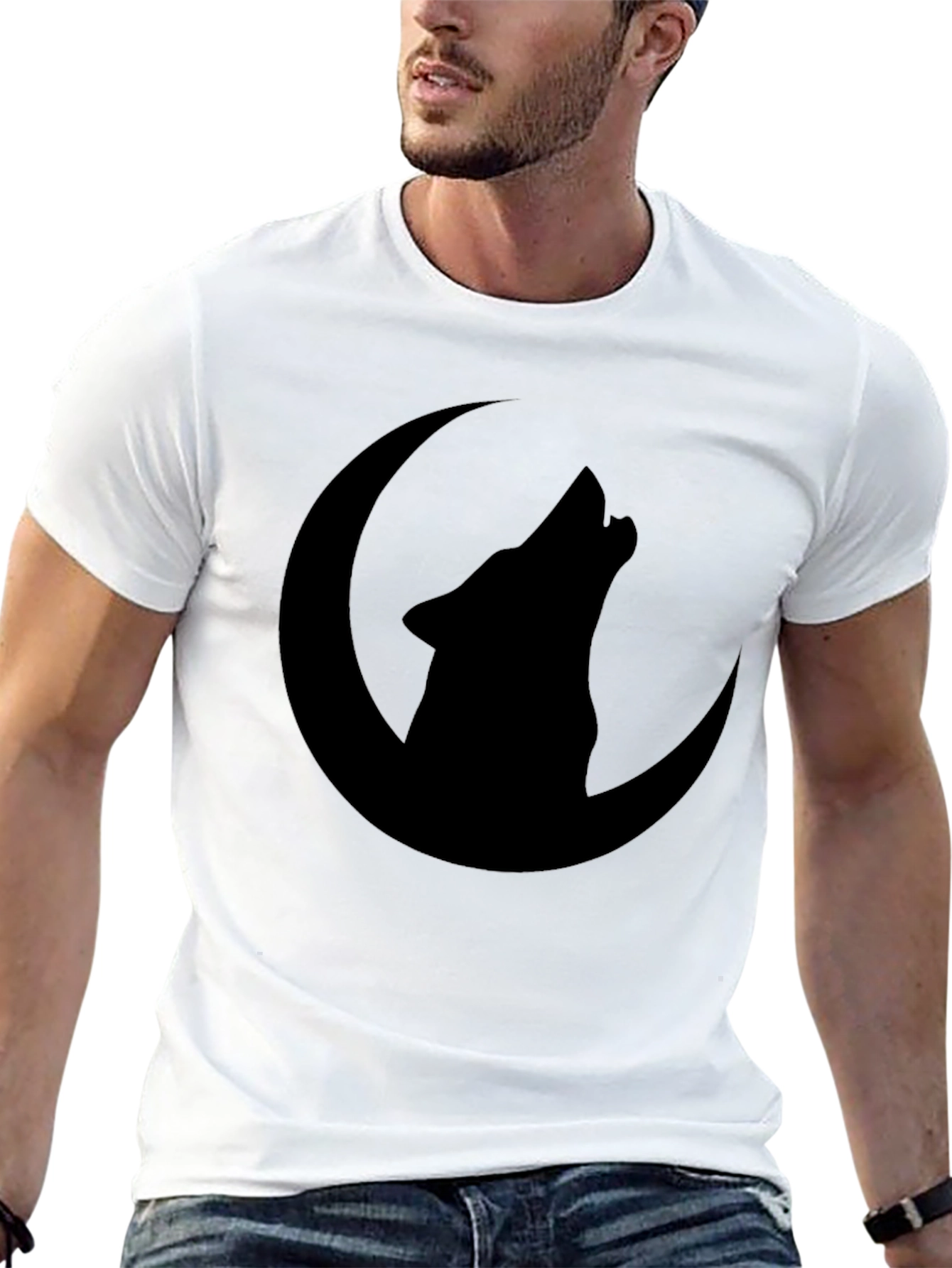 Black Wolf Moon Graphic T-Shirt - Black view 13