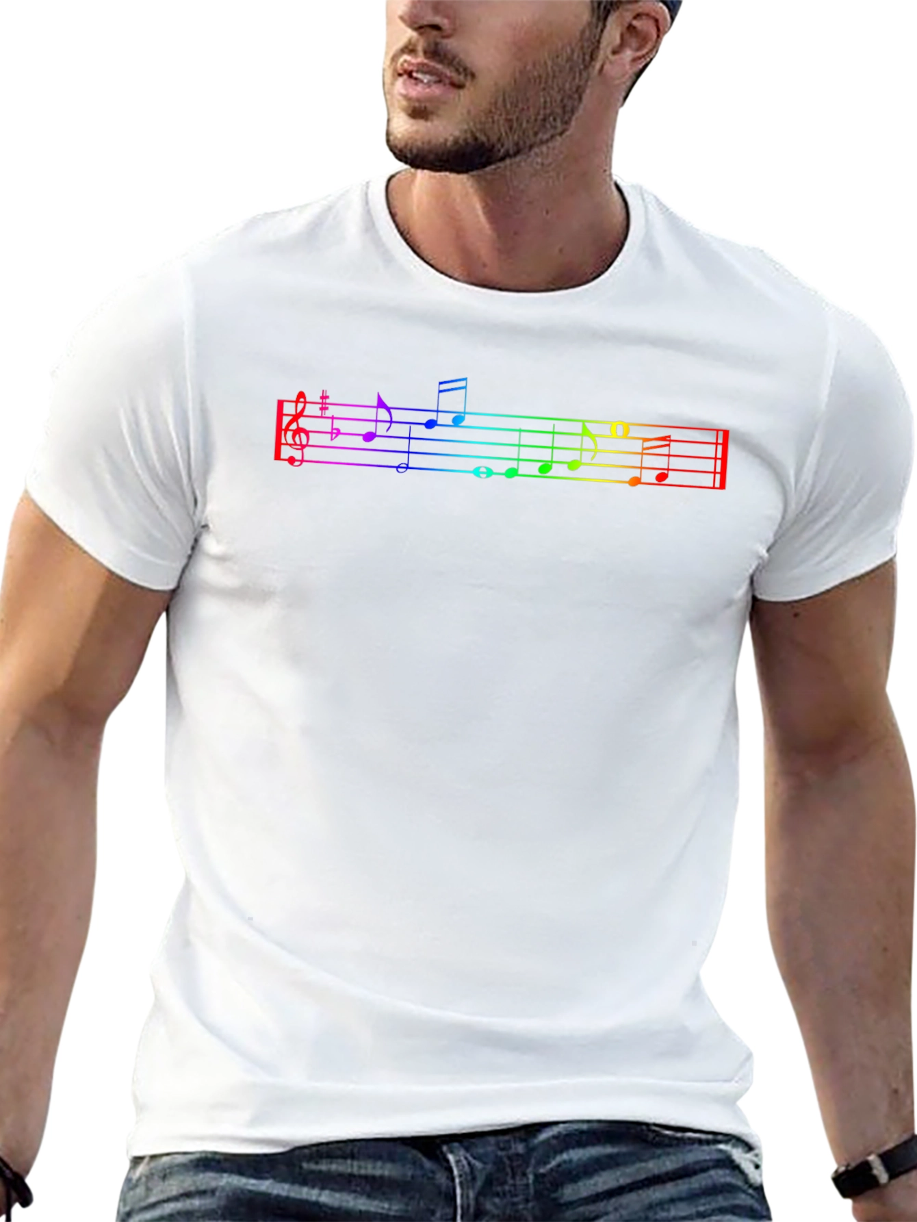 Black Rainbow Music Note T-Shirt - Musical Tee view 13