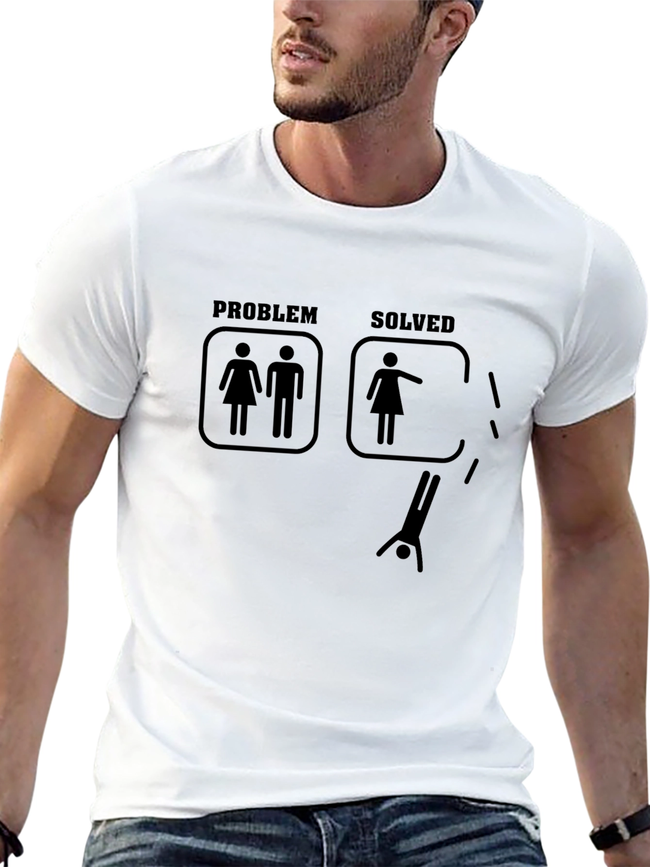 Black Problem Solved T-Shirt - Funny Single Life Graphic Tee view 13
