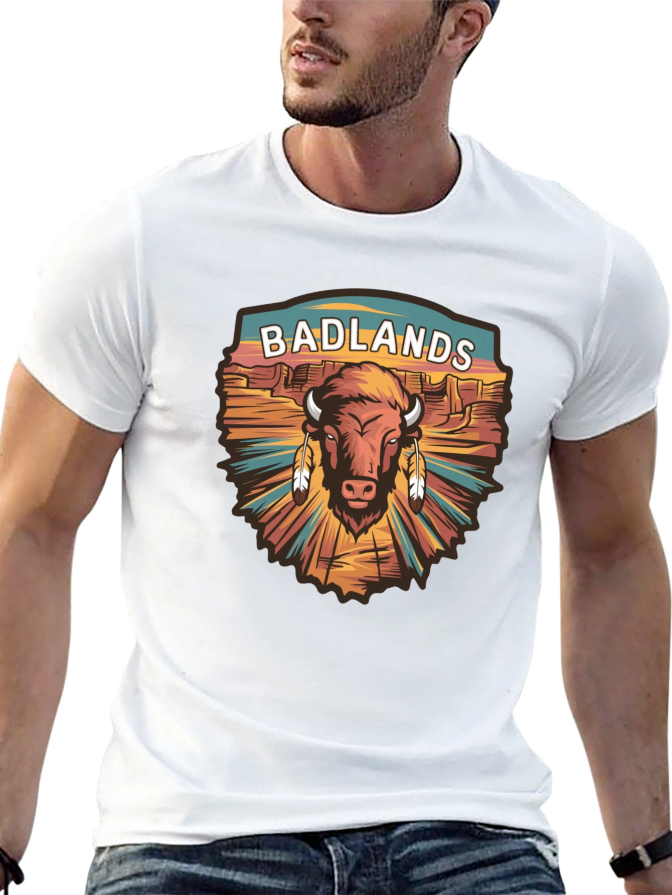 Black Badlands Bison Graphic Tee - Black Cotton T-Shirt view 13