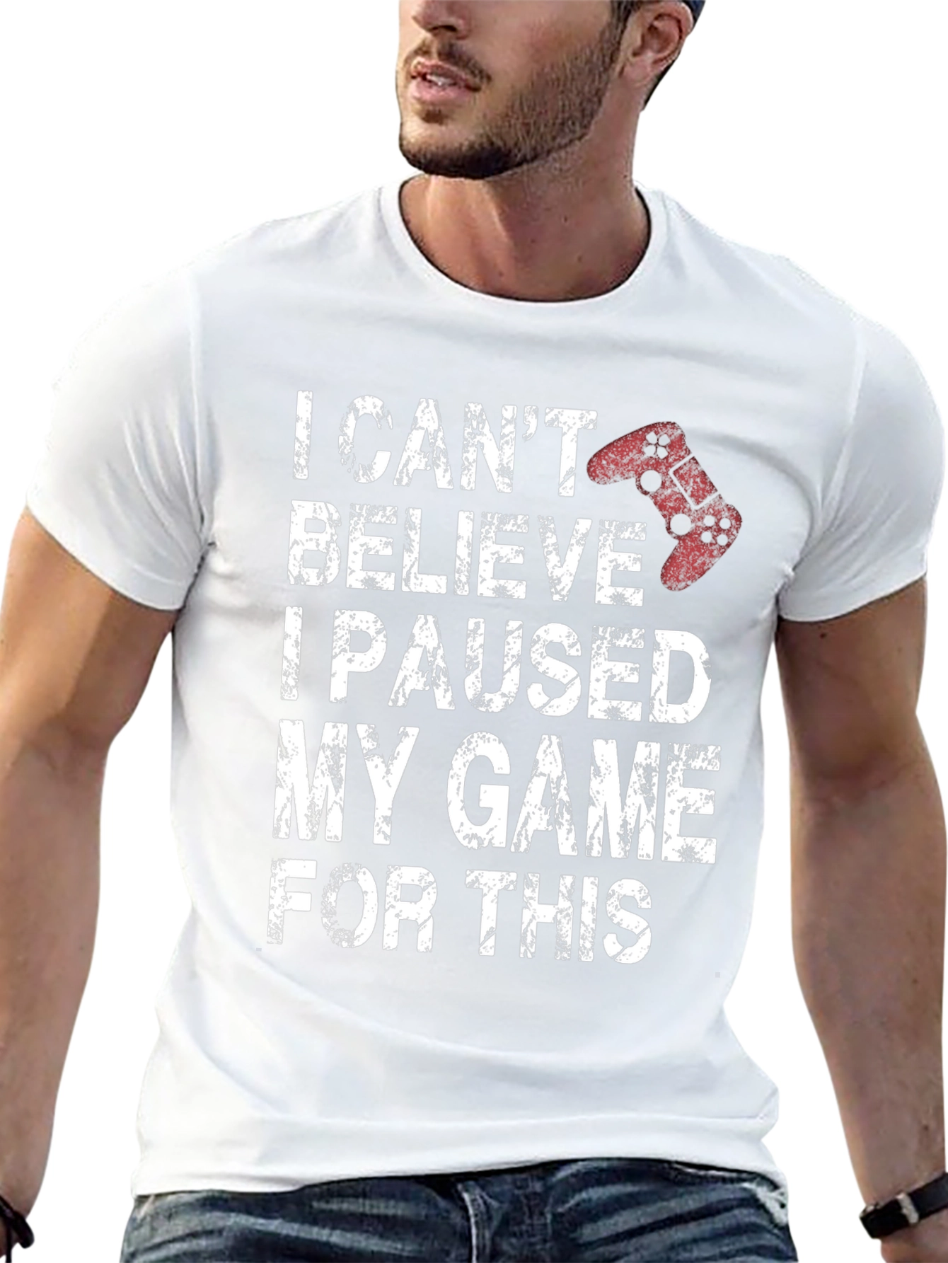 Black Gamer T-Shirt - I Paused My Game For This view 13