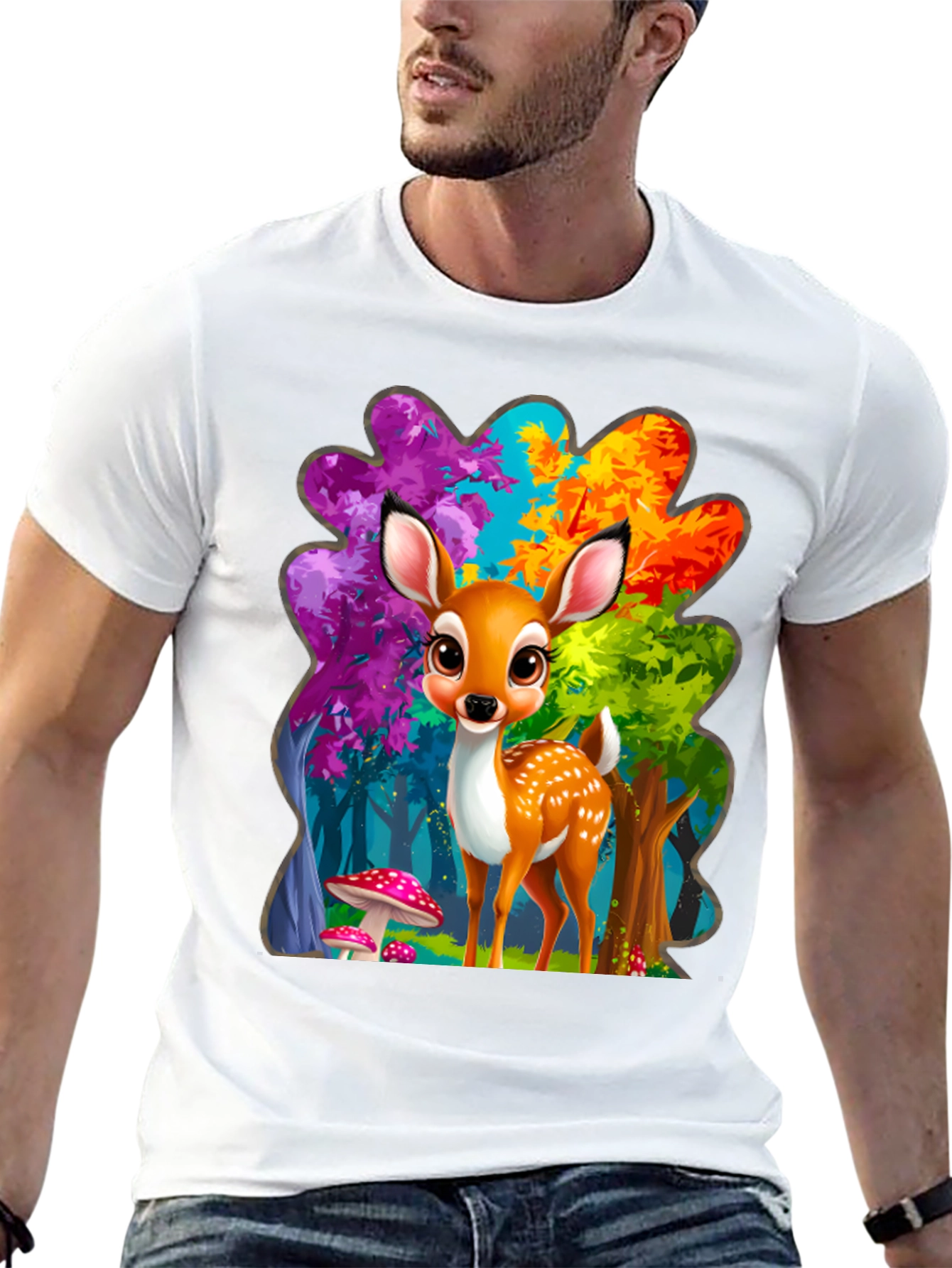 Black Cute Deer Graphic Tee view 13