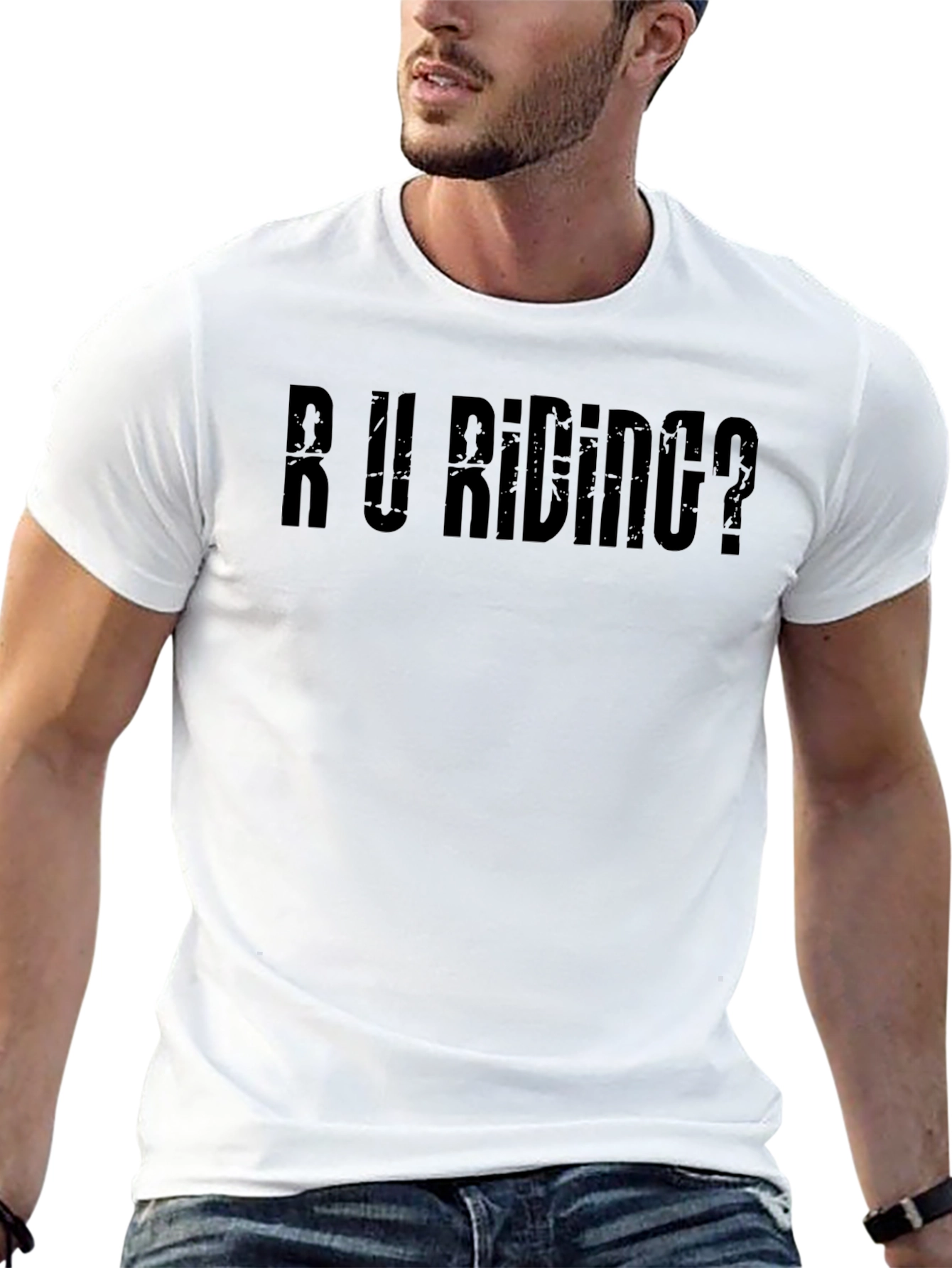 Black R U Riding? Black Graphic Tee view 13