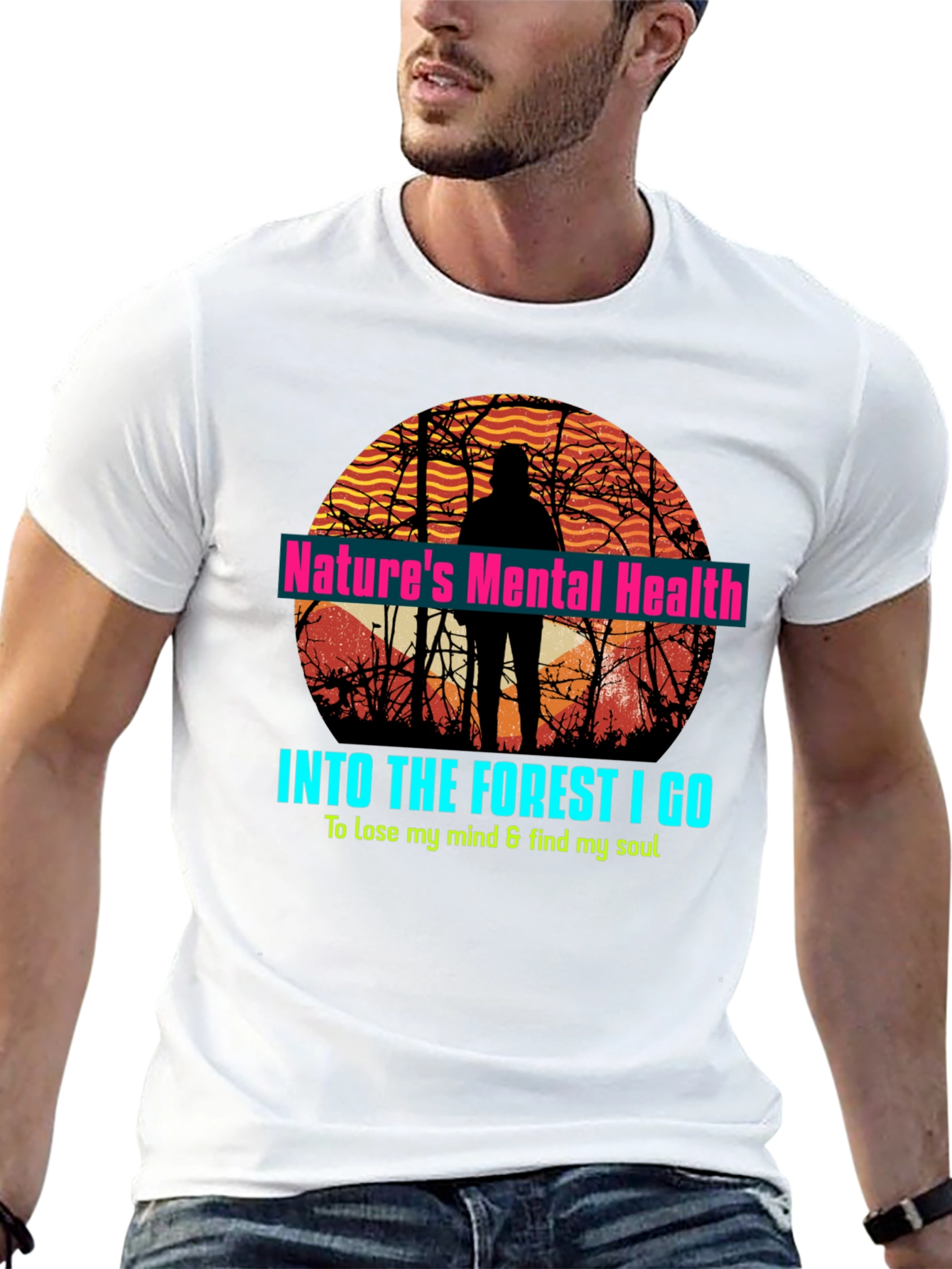 Black Nature's Mental Health Forest T-Shirt view 13