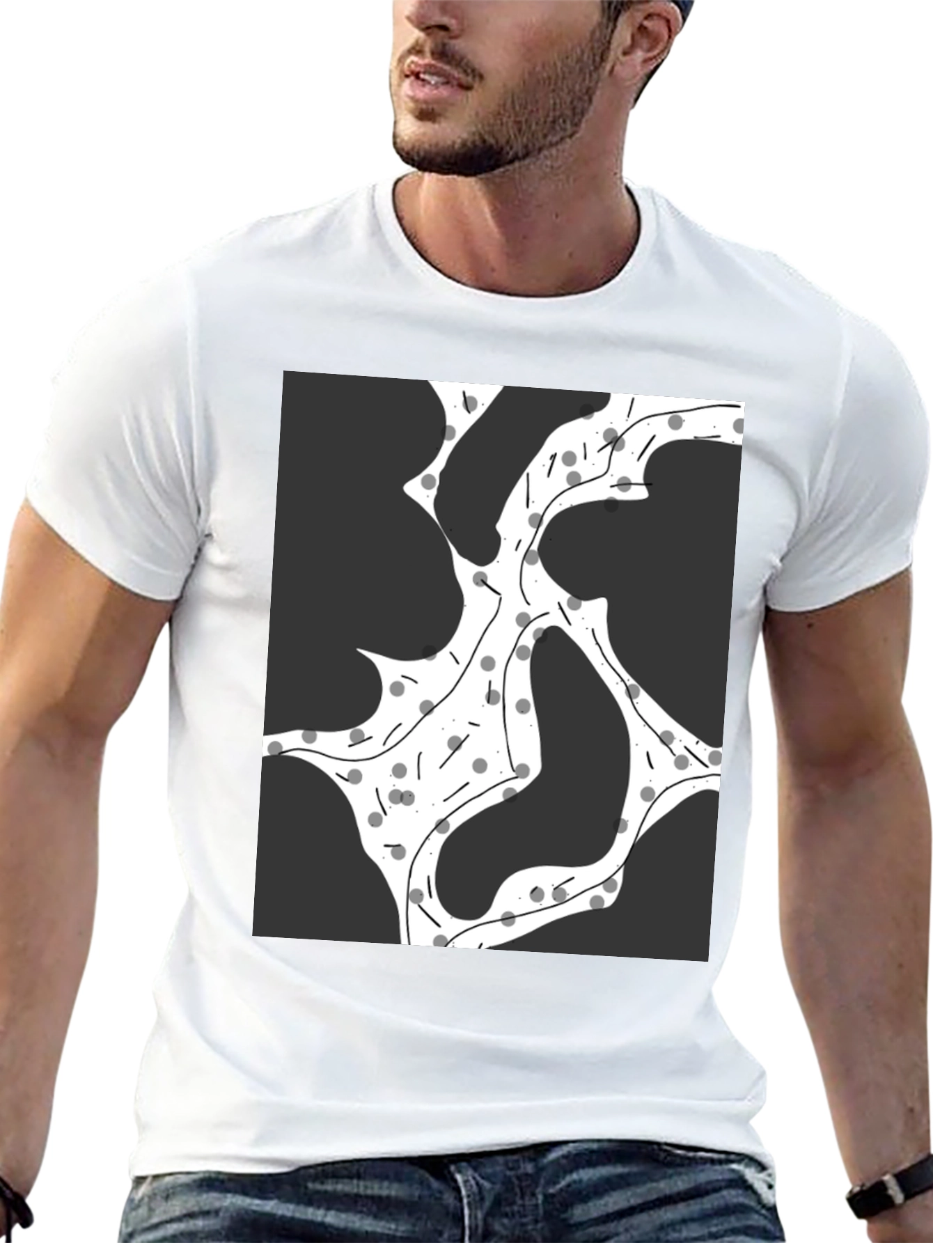 Black Abstract Graphic Print Black T-Shirt view 13