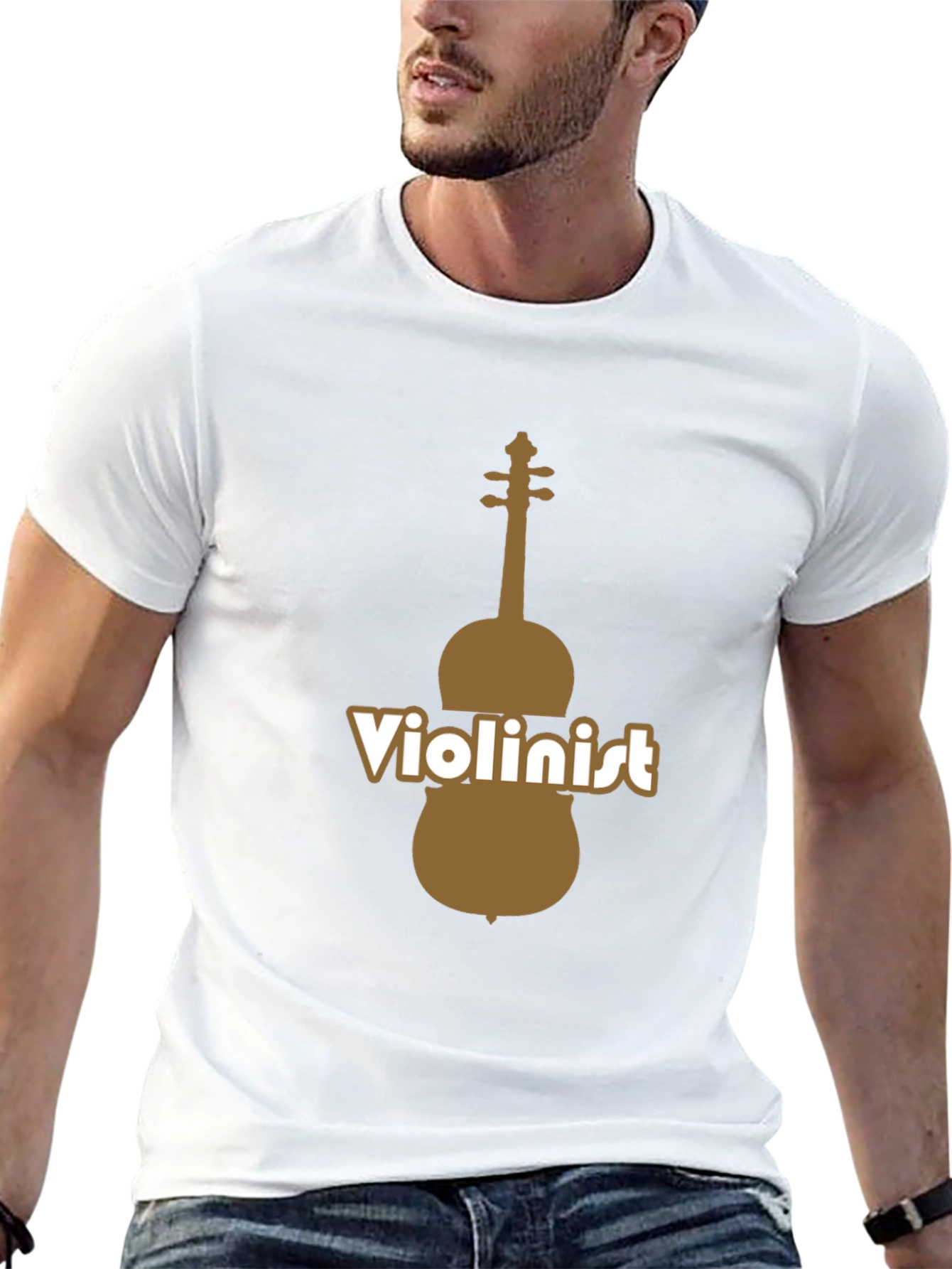 Black Violinist Graphic Tee - Black Cotton Blend T-Shirt view 13