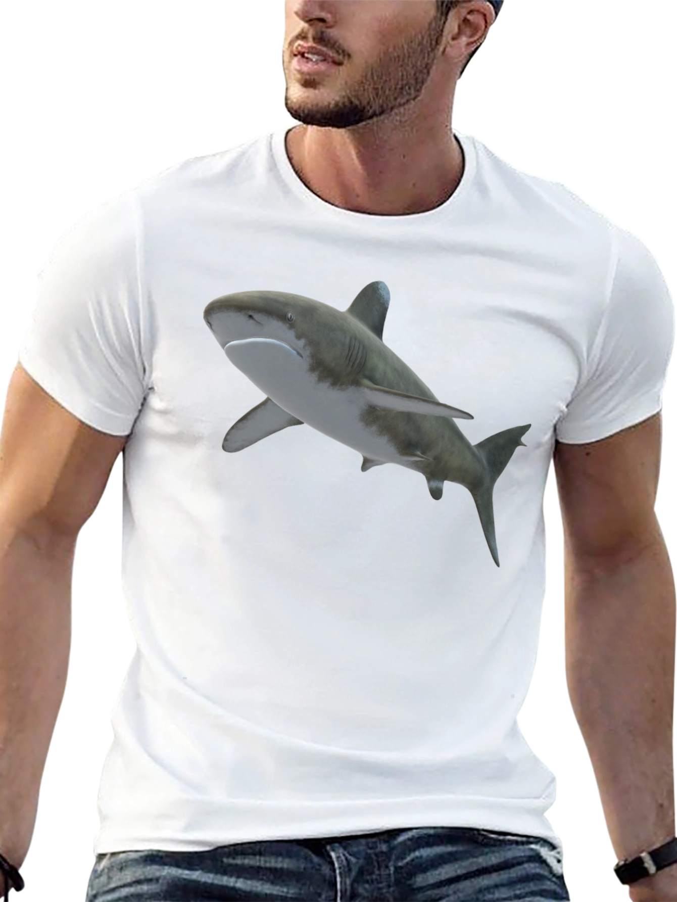 Black Shark Graphic Tee - Men's Black T-Shirt view 13