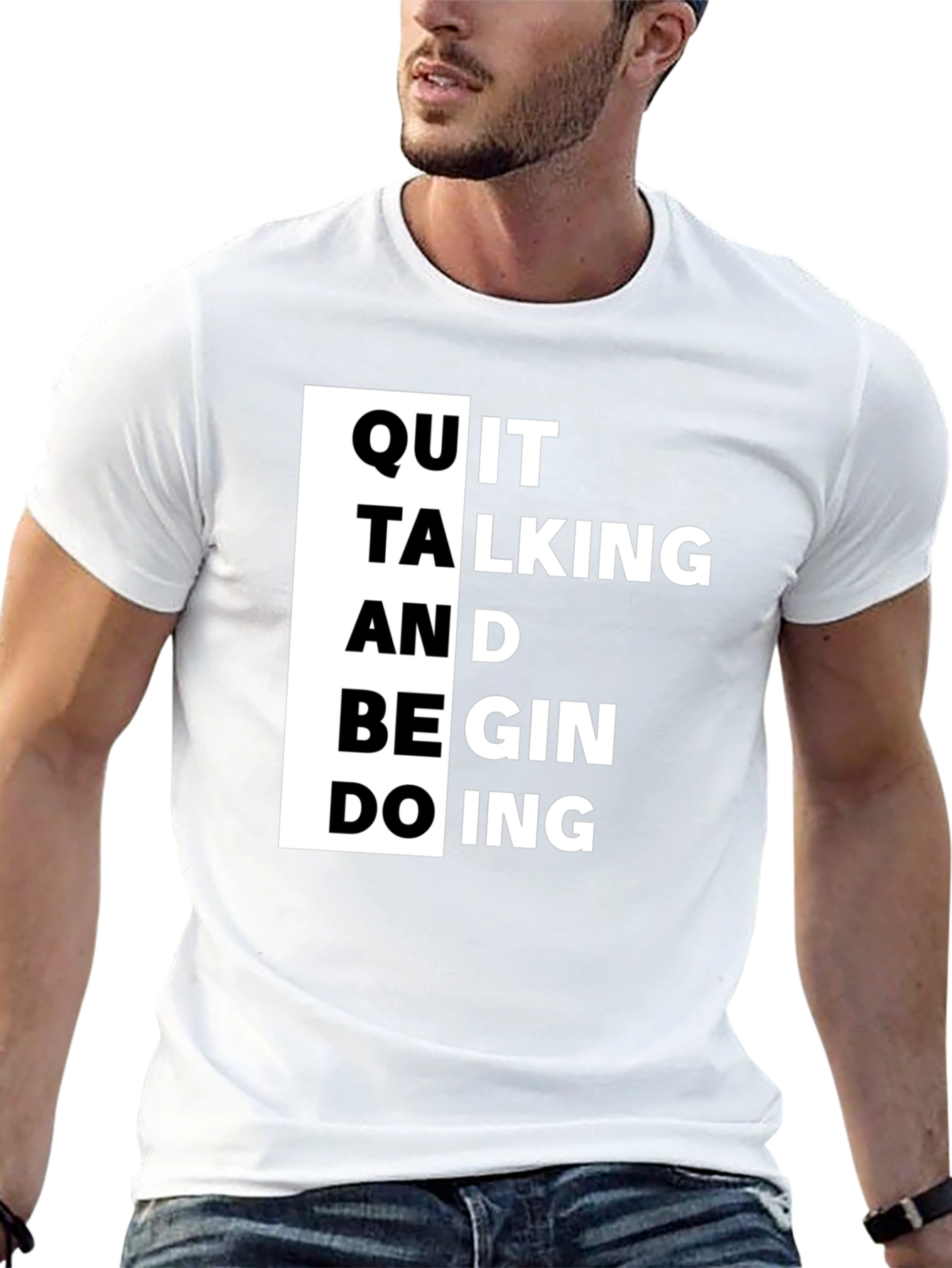 Black Quit Talking T-Shirt - Motivational Black Tee view 13