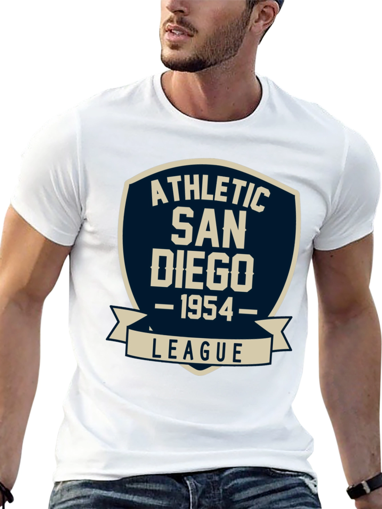 Black Athletic San Diego League T-Shirt - Vintage Style Tee view 13