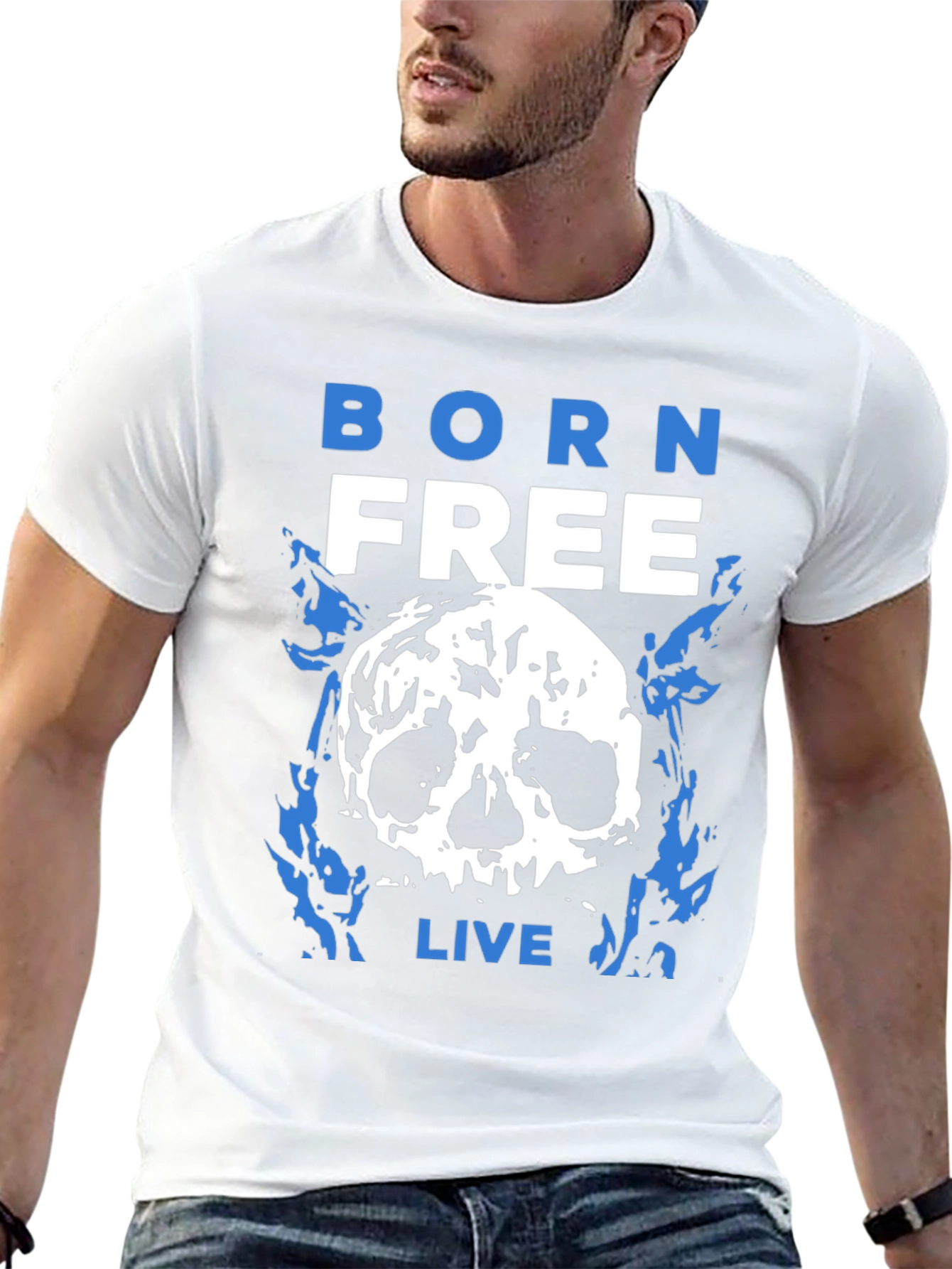 Black Born Free Skull Graphic T-Shirt - Black view 13