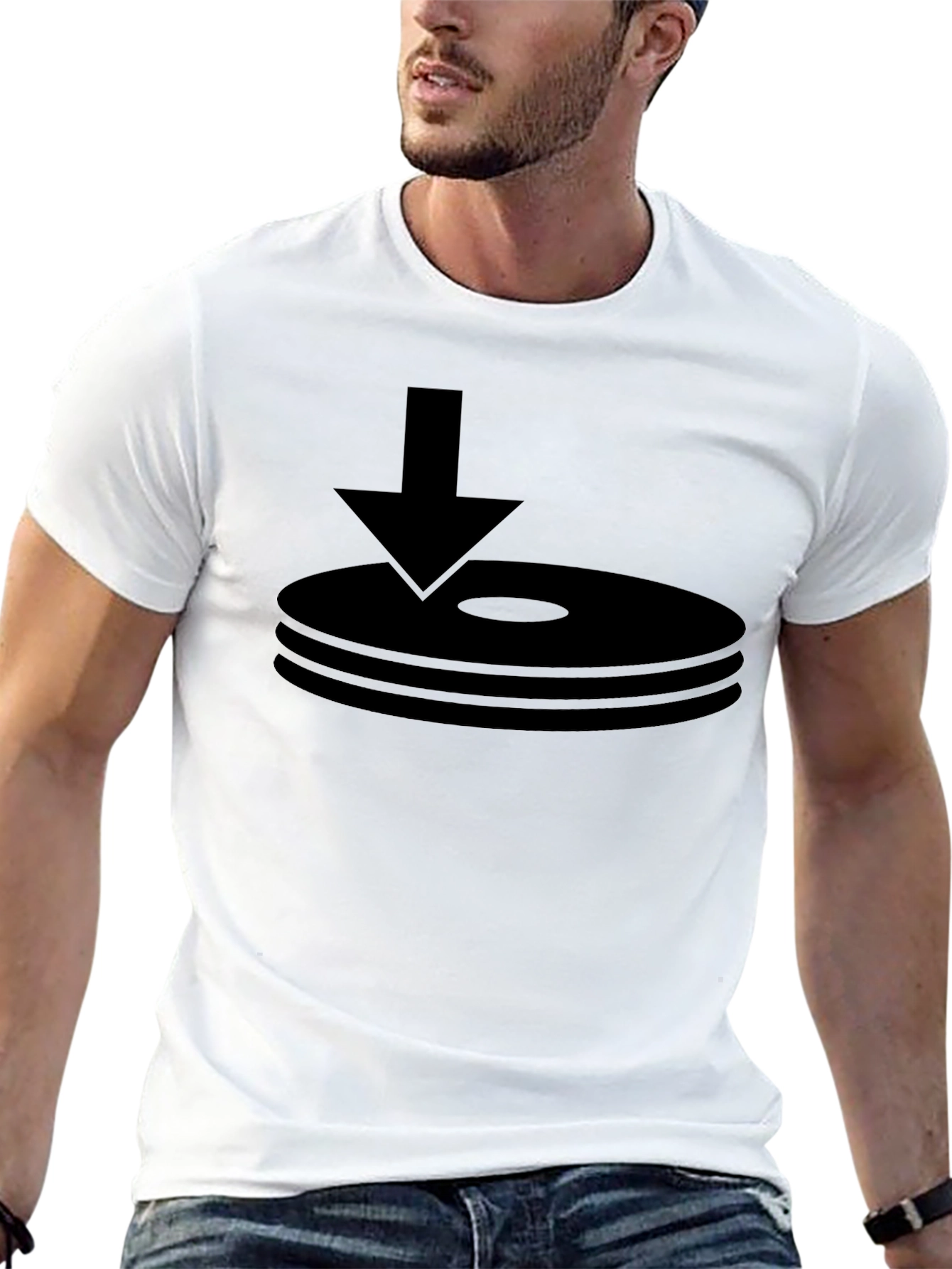 Black Black T-Shirt with Download Icon view 13