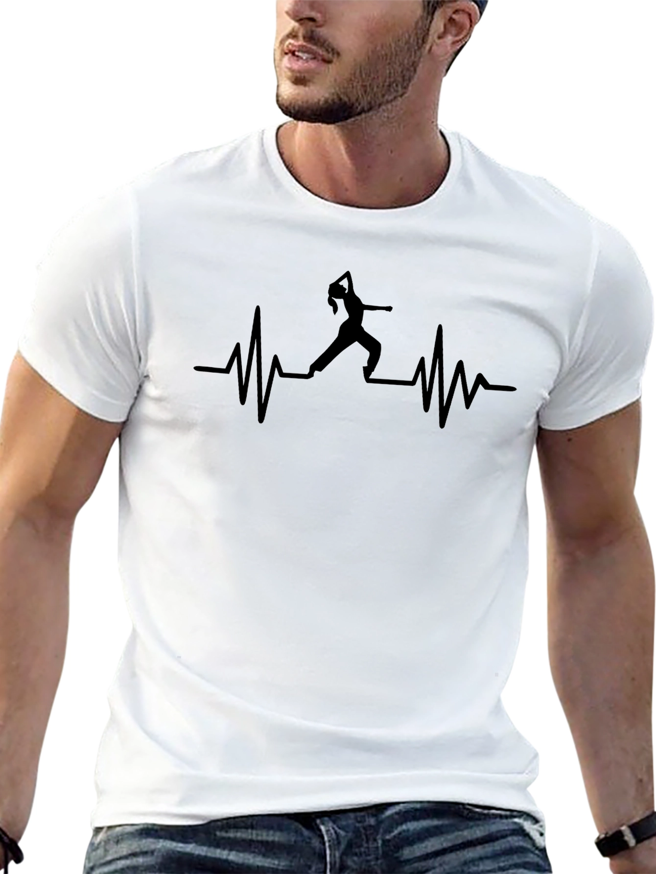 Black Dancing Heartbeat Graphic Tee - Black Cotton Shirt view 13