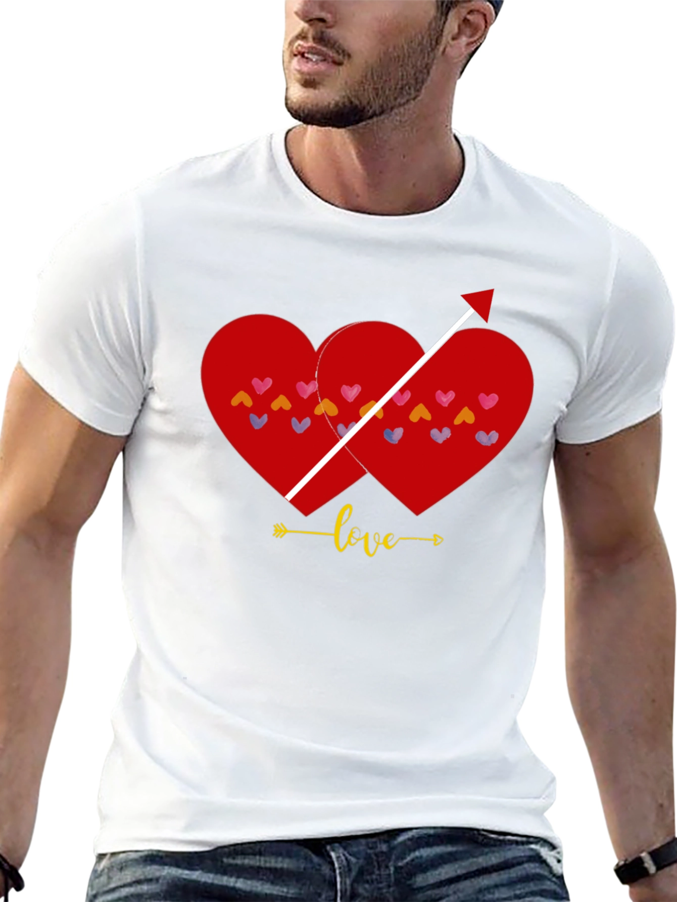 Black Love Arrow Heart Graphic Tee - Black Casual T-Shirt view 13