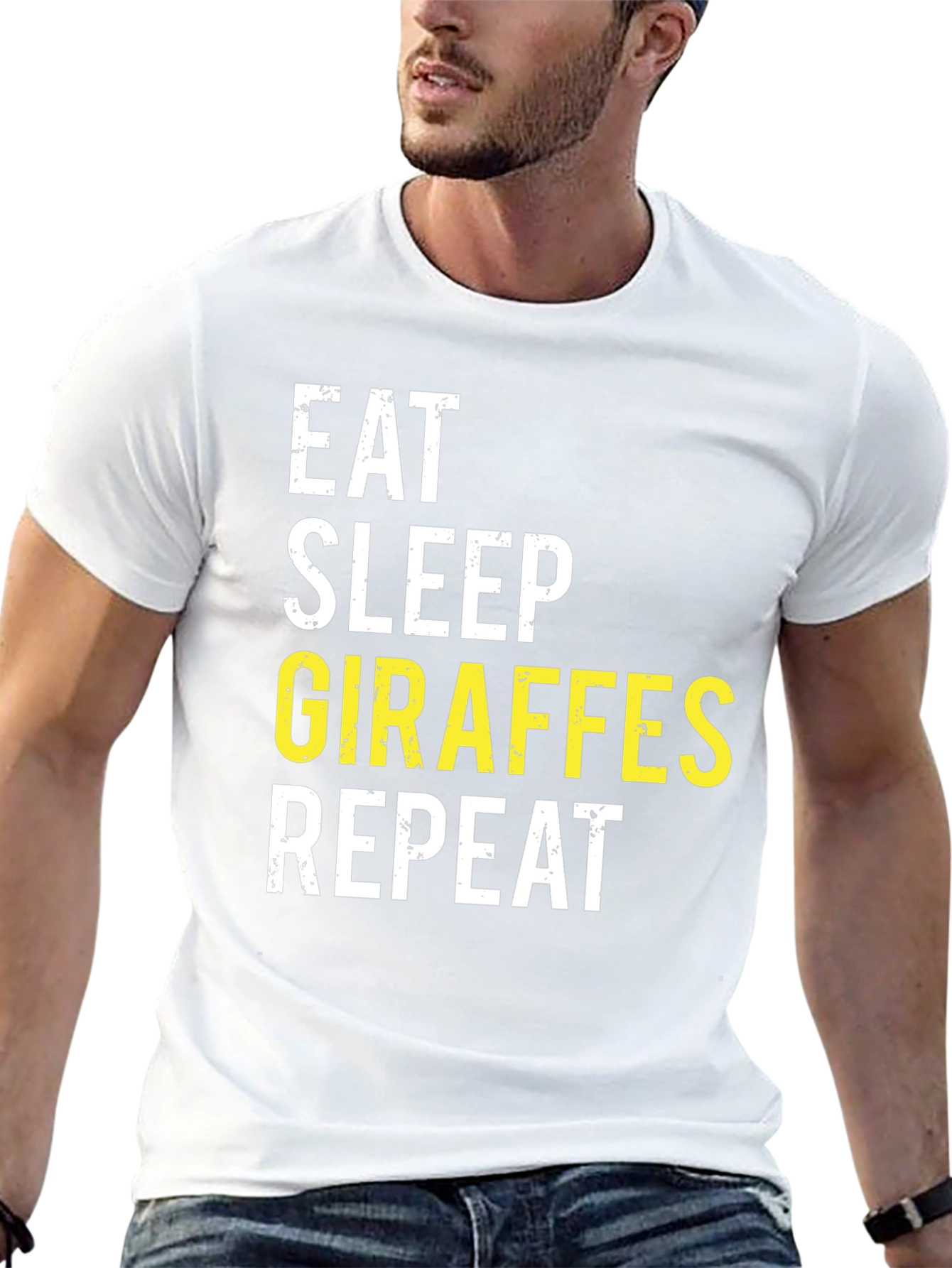 Black Eat Sleep Giraffes Repeat Black T-Shirt view 13