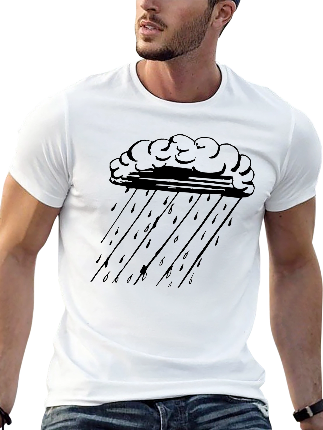 Black Cloud & Rain Graphic T-Shirt - Soft Cotton Comfort view 13