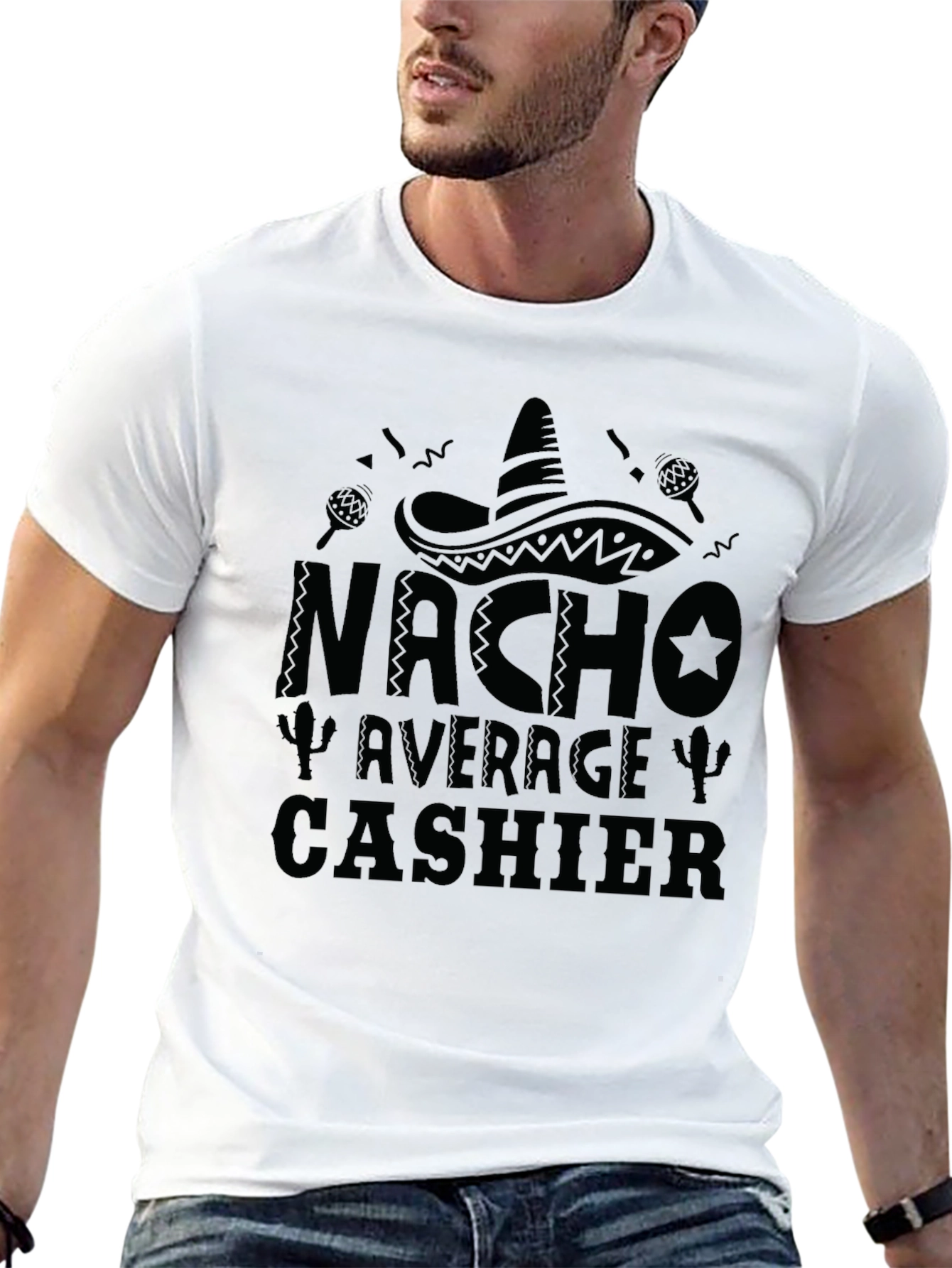 Black Nacho Average Cashier T-Shirt - Funny Cinco de Mayo Tee view 13