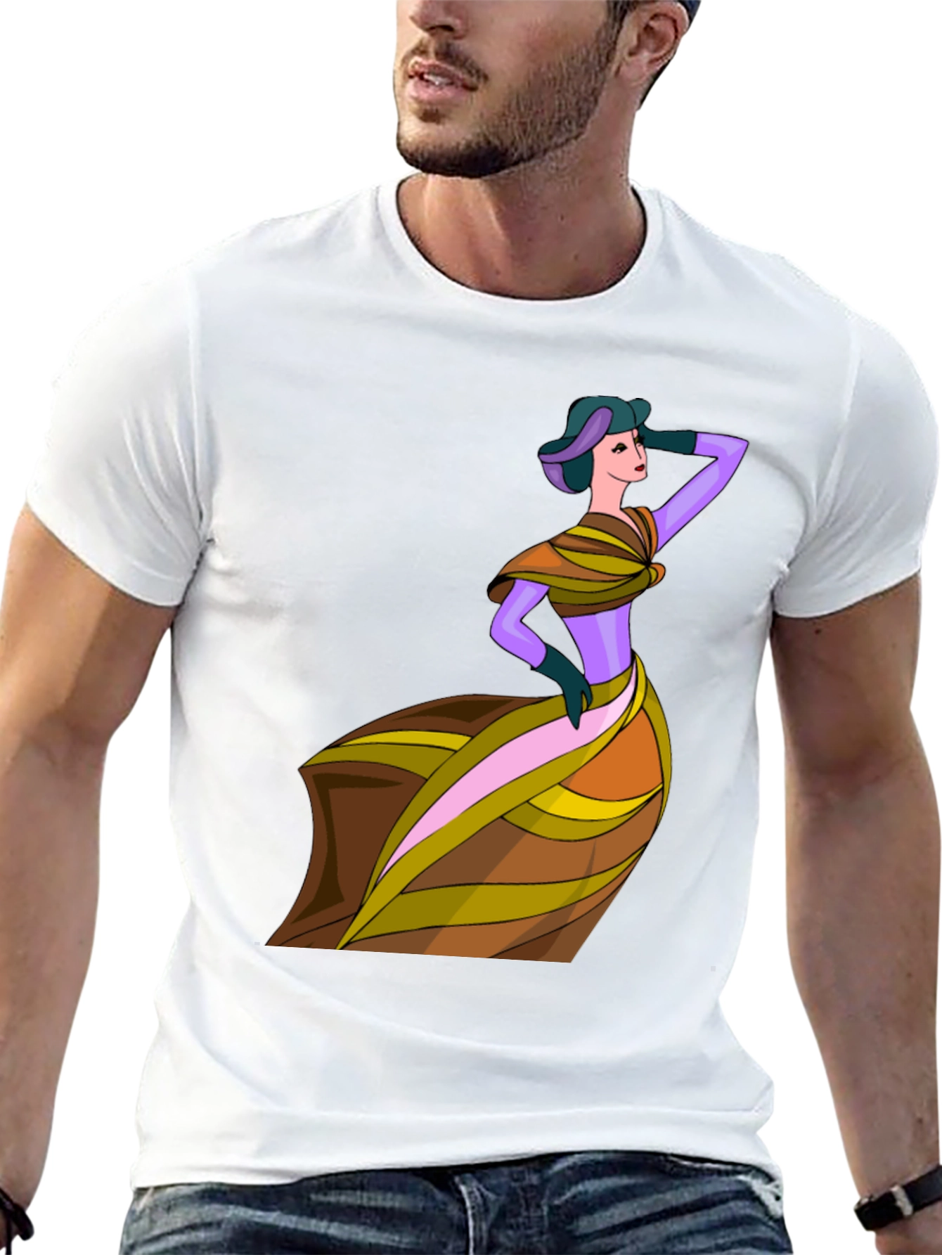 Black Retro Lady T-Shirt - Vintage Style Graphic Tee view 13