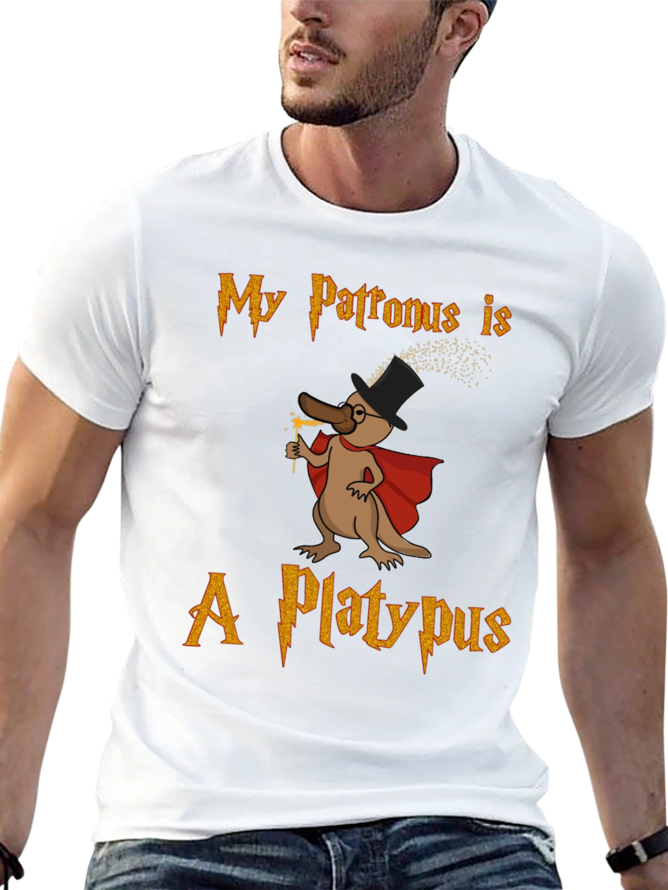 Black My Patronus is A Platypus T-Shirt view 13