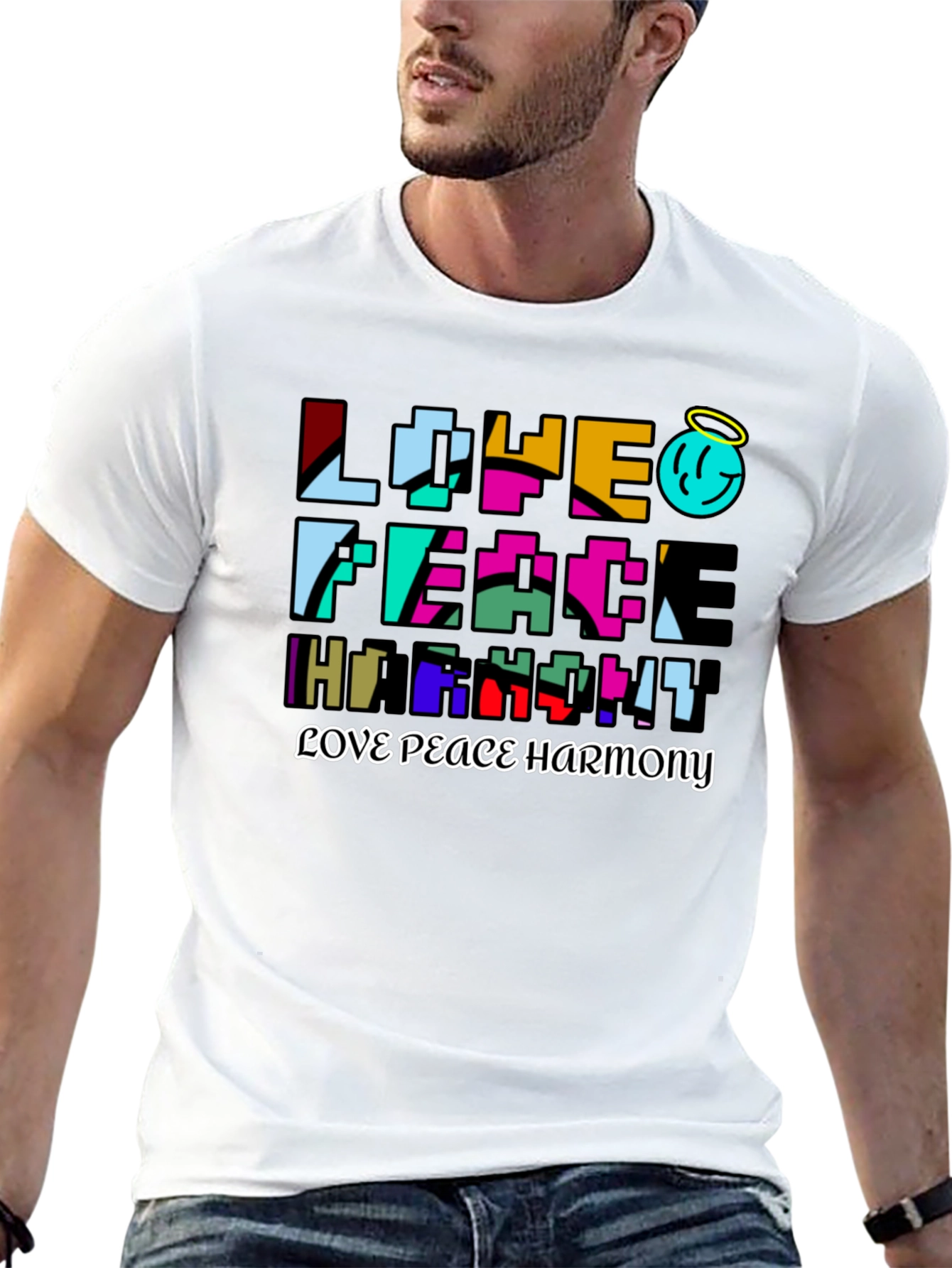 Black Love Peace Harmony Graphic T-Shirt - Black view 13