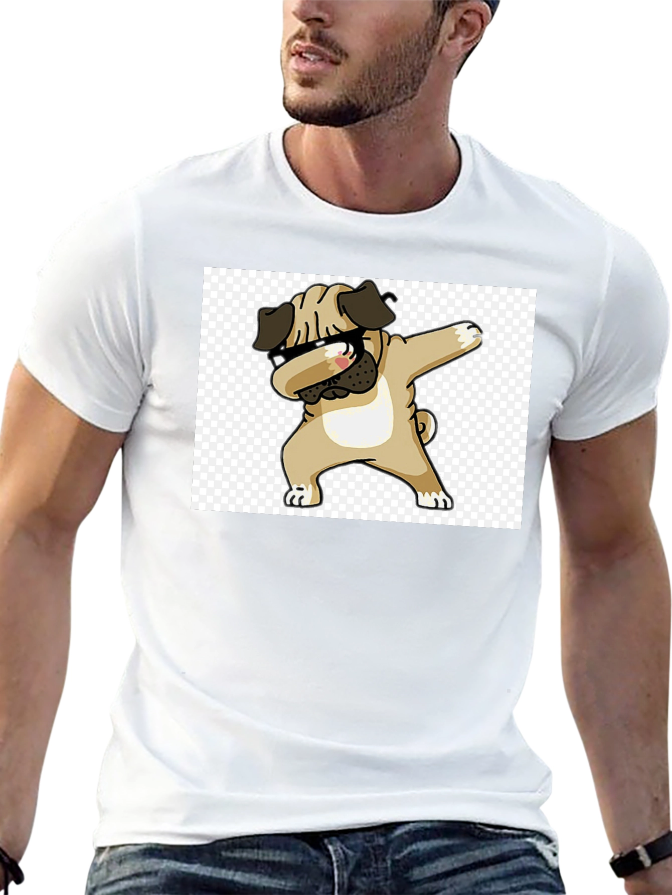 Black Dabbing Pug Black T-Shirt - Cool Novelty Tee view 13