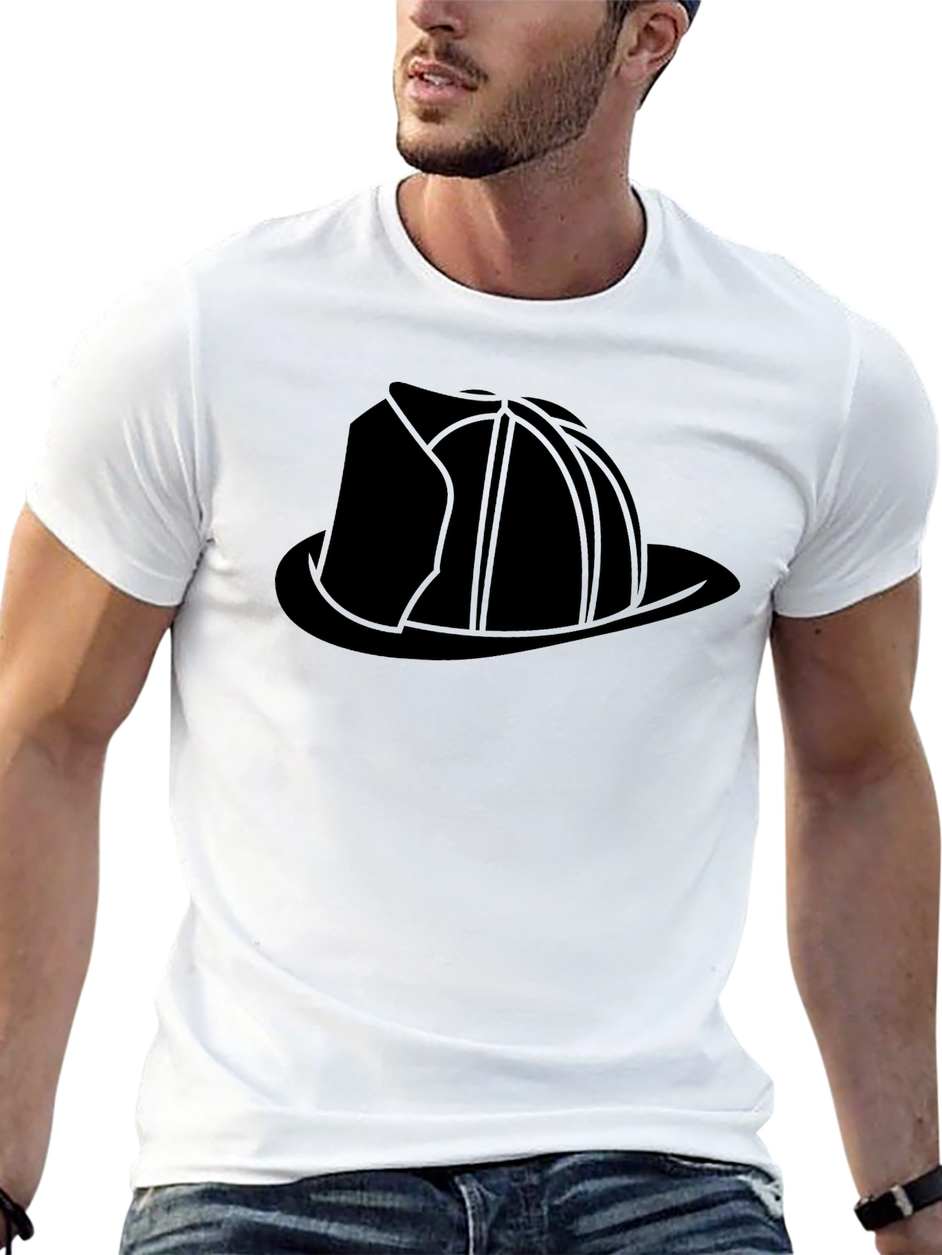 Black Firefighter Helmet Graphic Tee - Black view 13