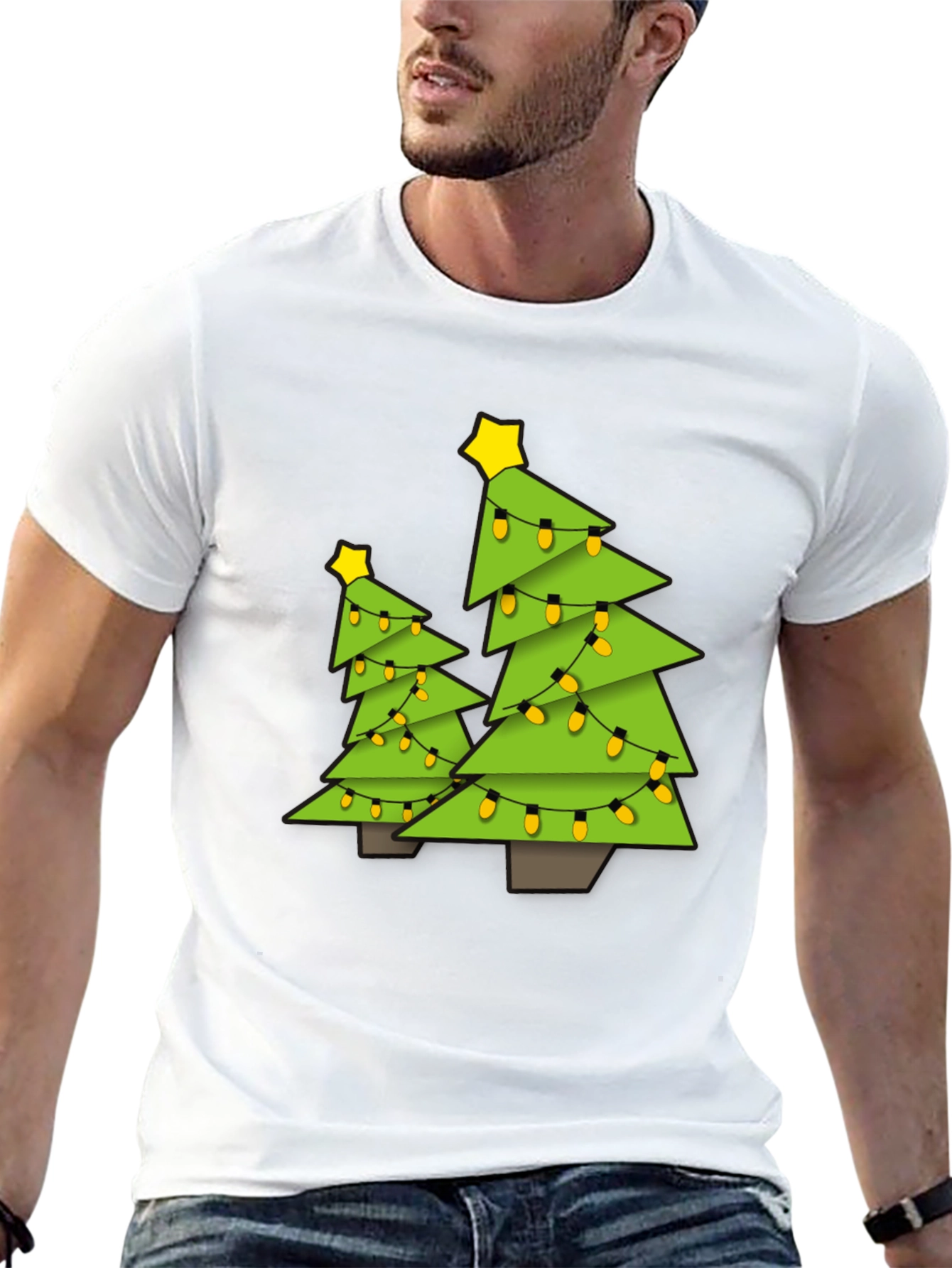Black Festive Christmas Tree Graphic Tee - Black view 13