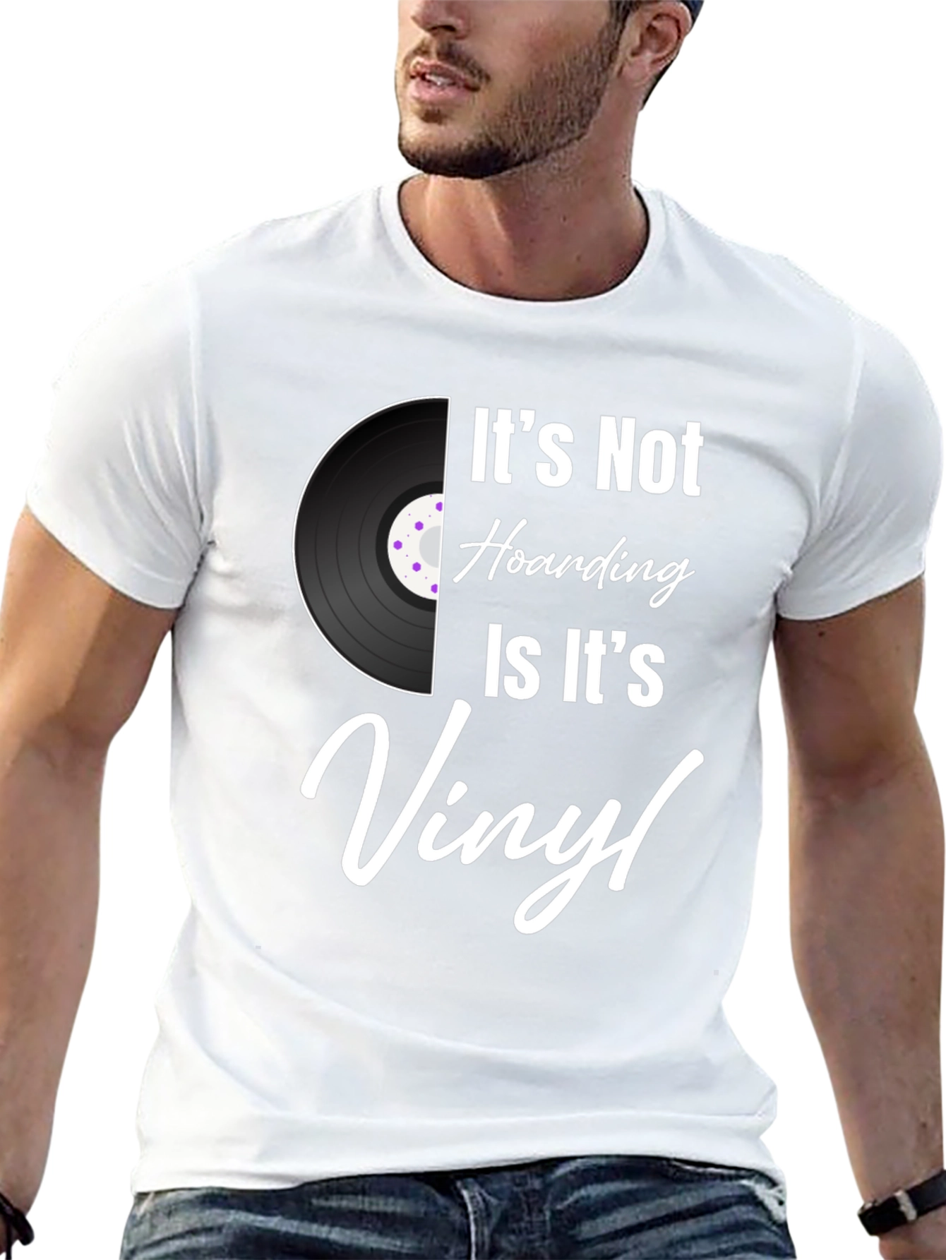 Black It's Not Hoarding, It's Vinyl T-Shirt view 13