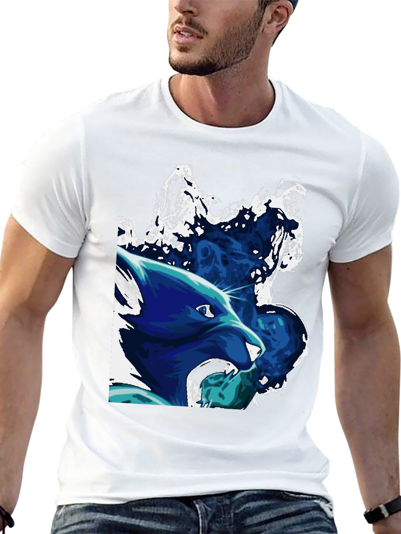 Black Graphic Wolf Black T-Shirt view 13