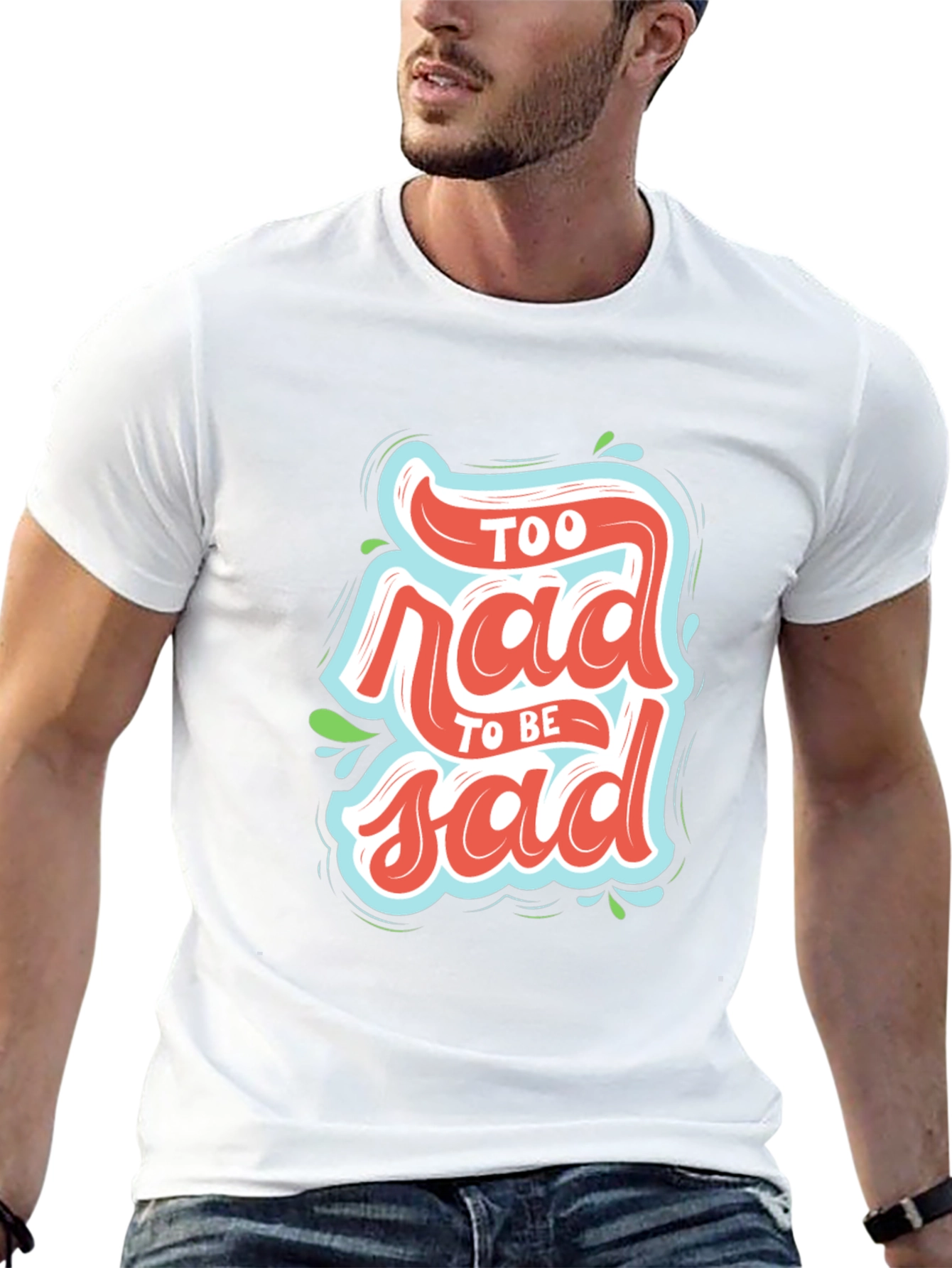 Black Too Rad To Be Sad Black Graphic T-Shirt view 13