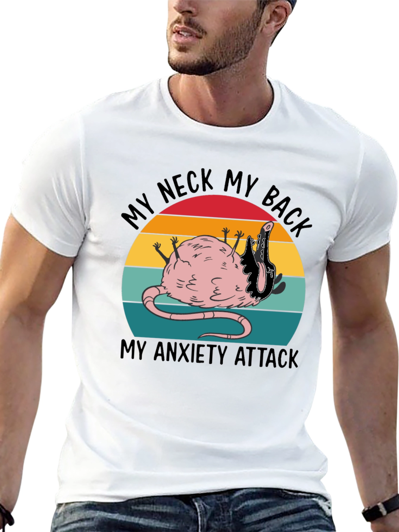 Black Funny 'My Neck My Back' Rat Anxiety T-Shirt view 13