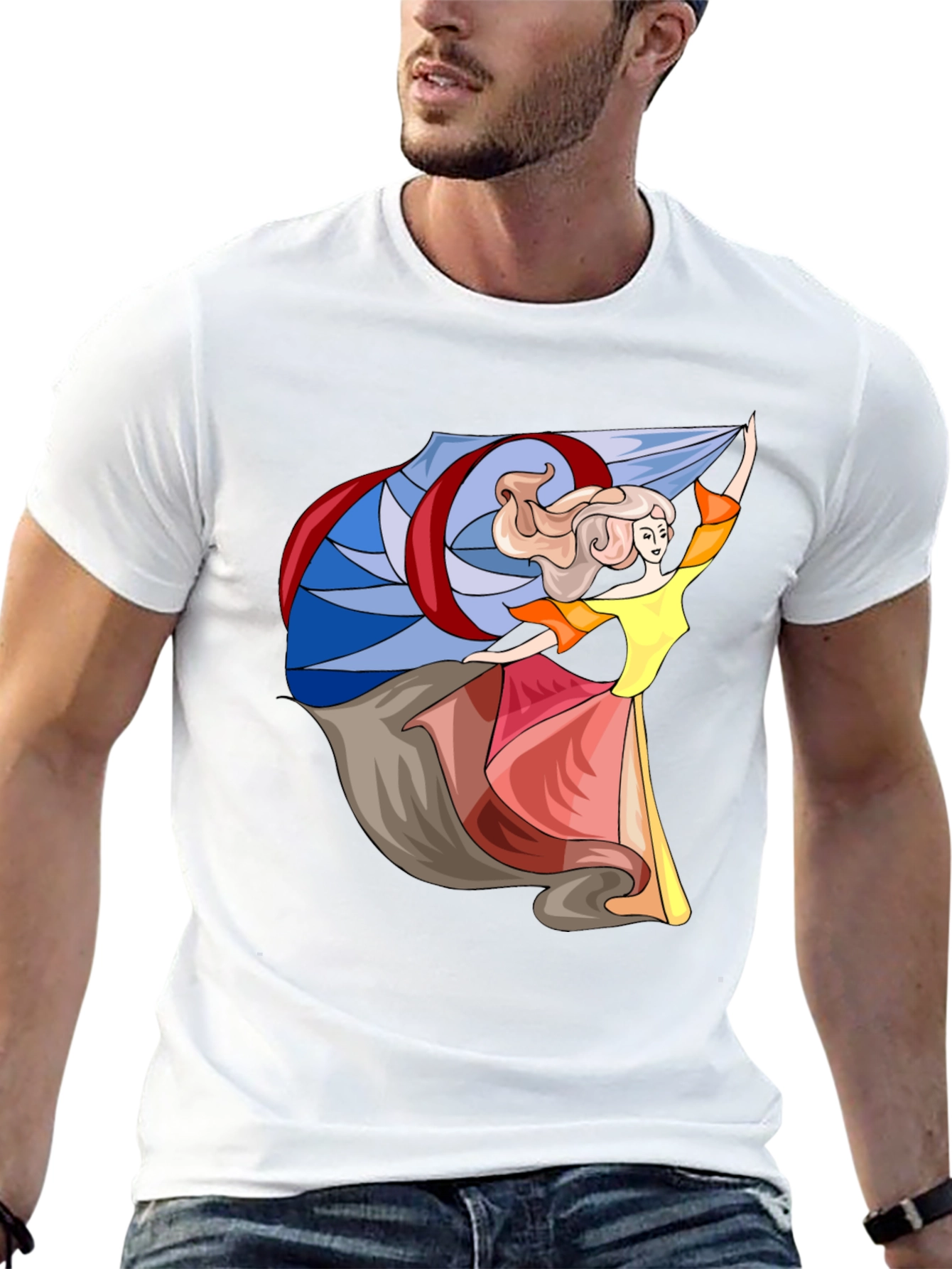 Black Whimsical Dancer Graphic Tee - Black Cotton Blend view 13