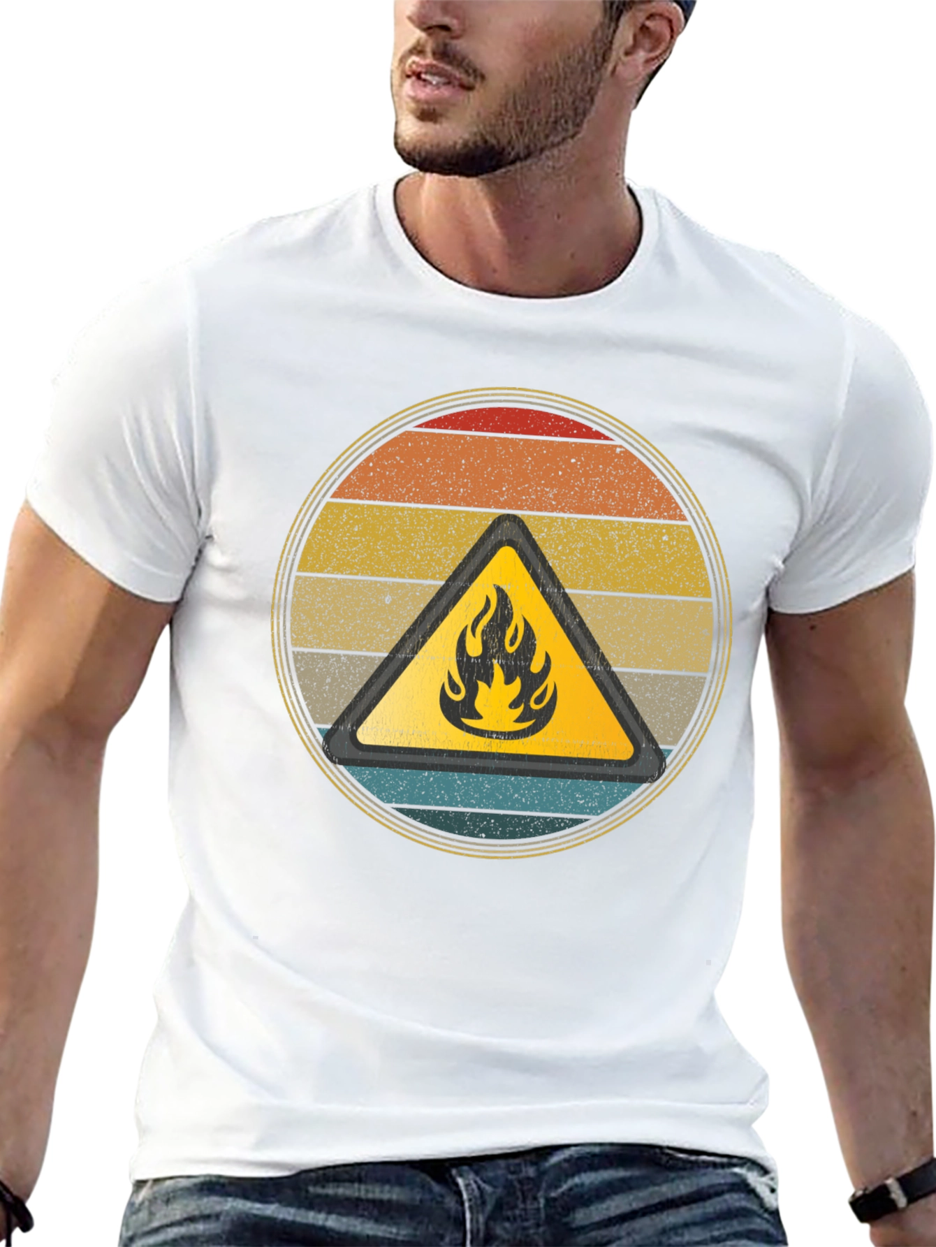 Black Retro Fire Hazard Graphic Tee view 13