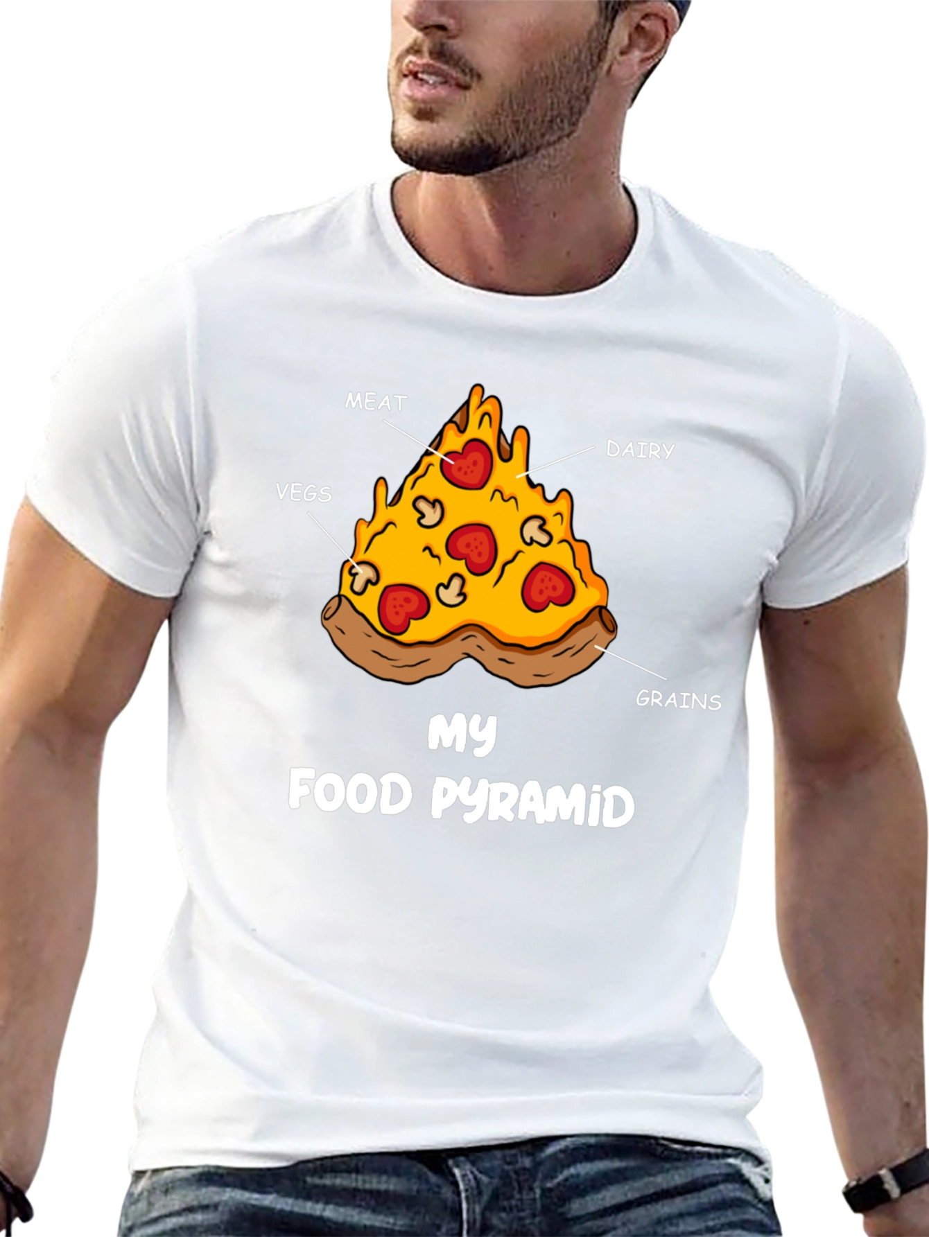 Pizza Food Pyramid Graphic T-Shirt - Funny Foodie Tee - 13