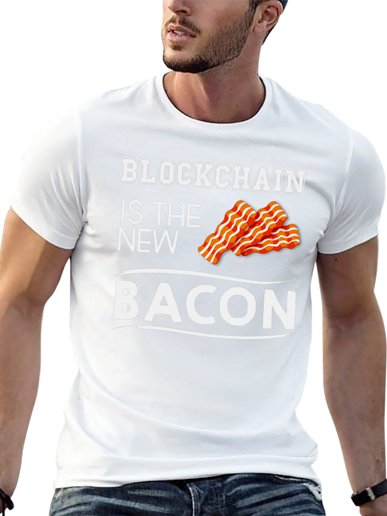 Black Blockchain is the New Bacon Graphic T-Shirt view 13