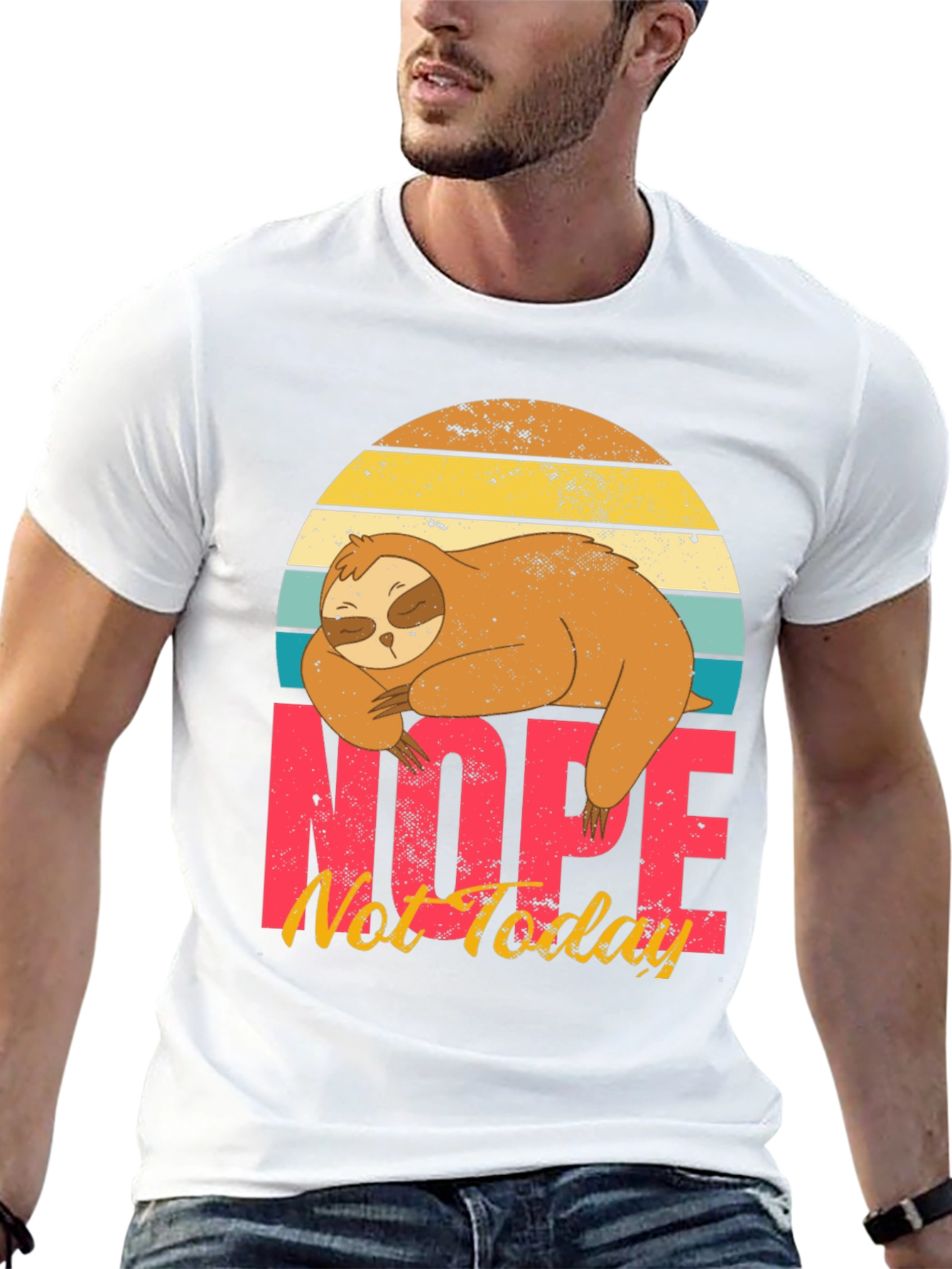 Black Nope, Not Today Sloth Graphic T-Shirt view 13
