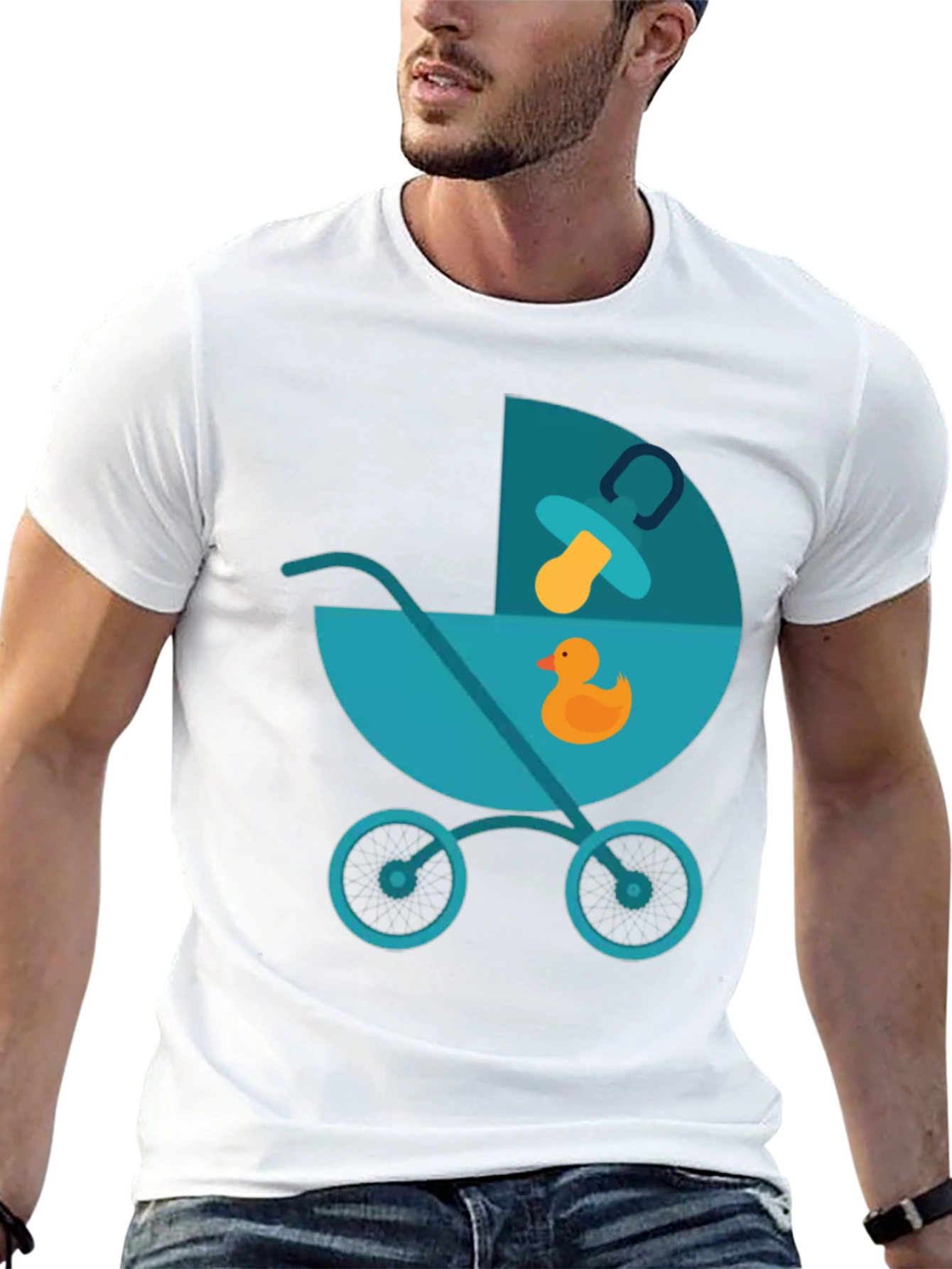Black Cute Baby Stroller Graphic T-Shirt - Soft Cotton Tee view 13